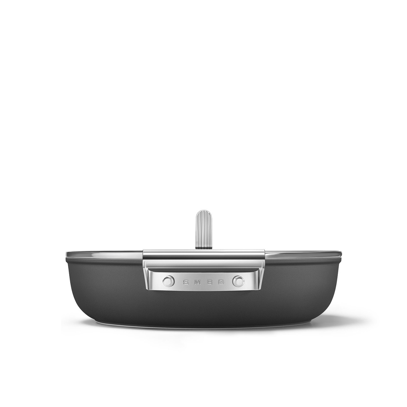 Smeg Tegame Antiaderente Ø 28 cm con Coperchio e 2 Manici - Design 50's Style, Nero