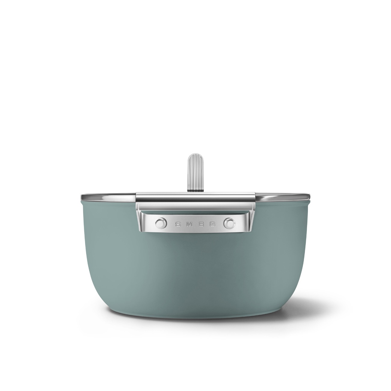 Smeg Casseruola Antiaderente Verde Smeraldo 24 cm con Coperchio e Manici Ergonomici - Stile Anni '50