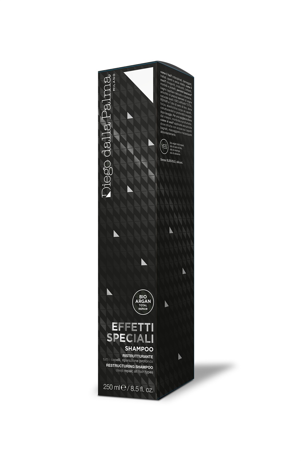 Diego Dalla Palma Effetti Speciali Shampoo Ristrutturante 250ml - Bagno Capillare Delicato e Idratante con BIO-ARGAN TOTAL REPAIR e Olio di Semi di Lino