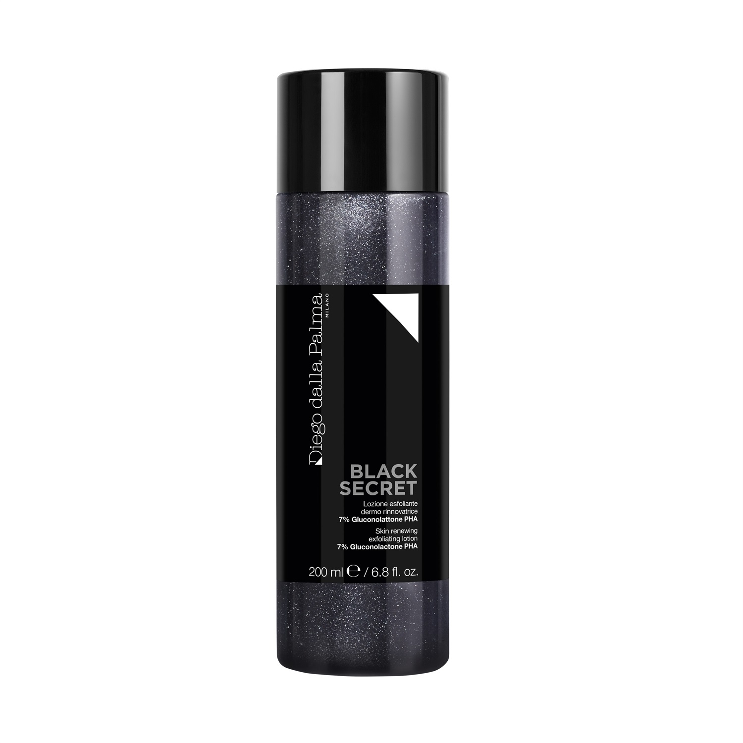 Diego Dalla Palma Black Secret - Lozione Esfoliante Dermo Rinnovatrice 200 ml, con Diamond Charcoal CPX per un incarnato omogeneo e luminoso