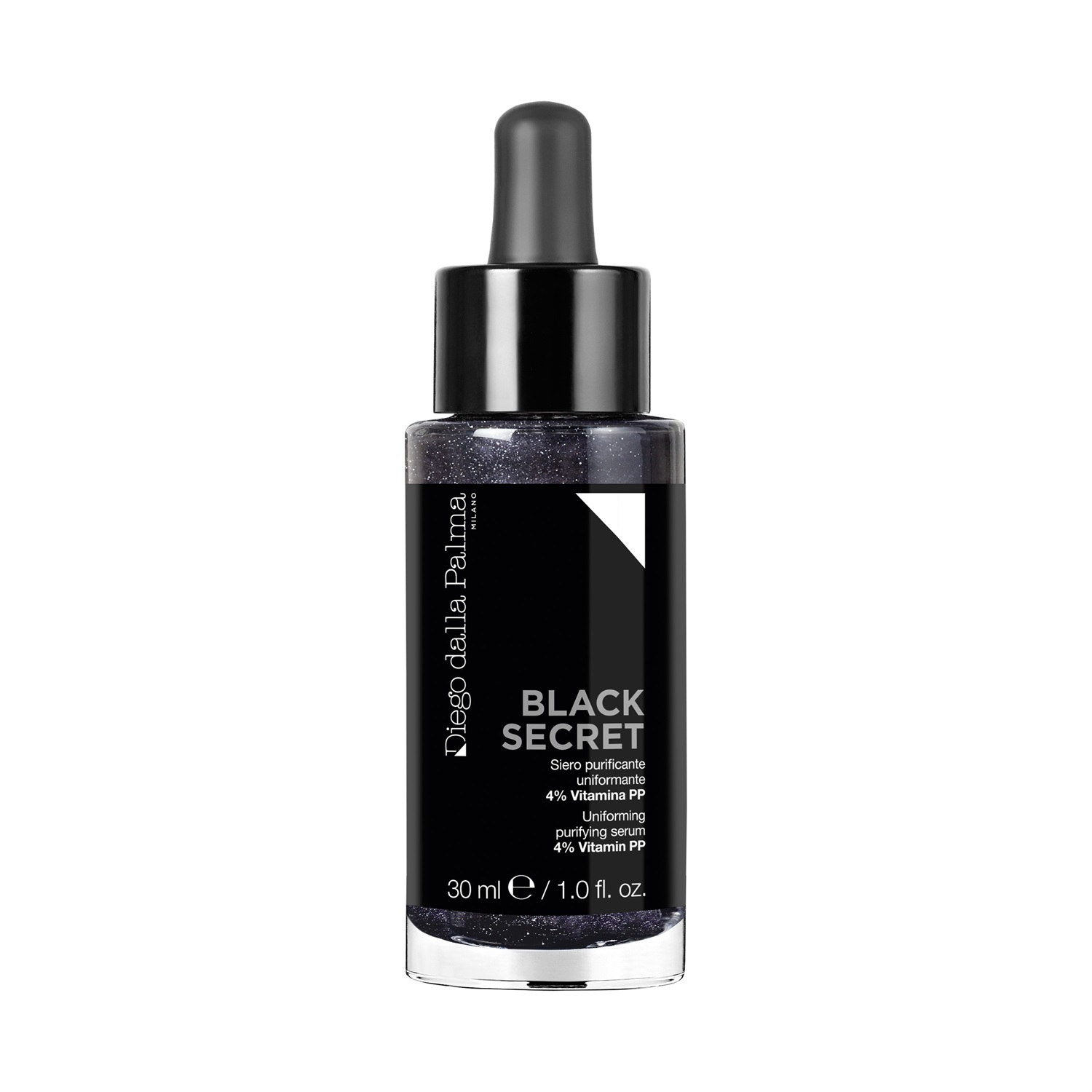 Diego Dalla Palma Black Secret Siero Purificante Uniformante 30 ml - Concentrato Intensivo per Pelle Impura con Carbone Attivo e Vitamina PP