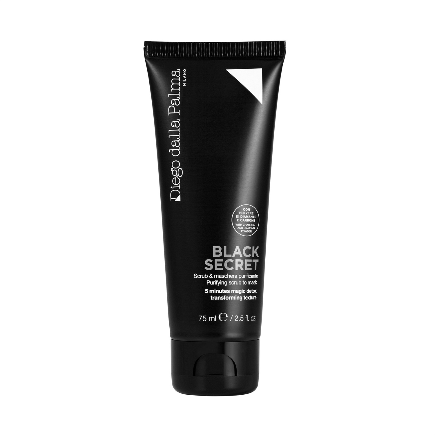 Diego Dalla Palma Black Secret - Scrub & Maschera Purificante 75 ml, Esfoliante Detergente per Viso, Rimuove Impurità e Cellule Morte, Incarnato Omogeneo