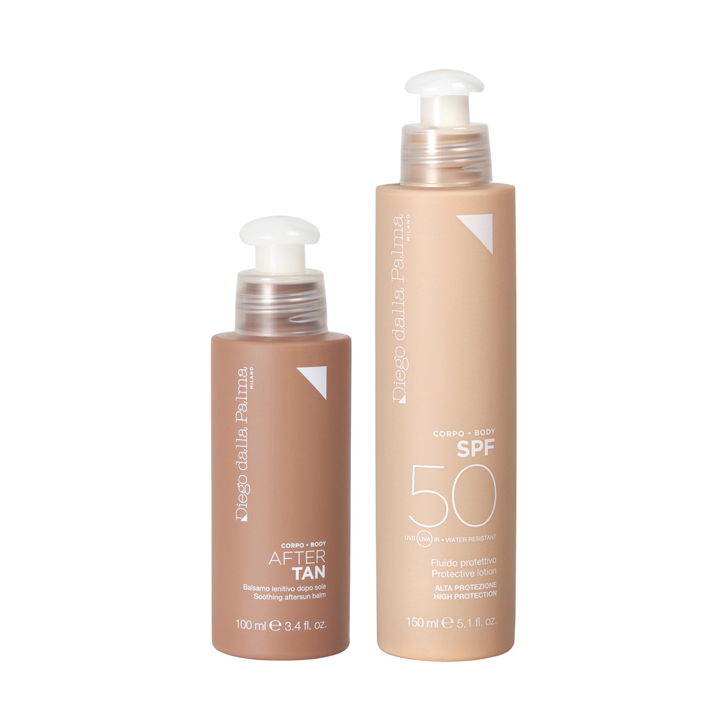 Diego Dalla Palma Kit Corpo SPF50 - Fluido Protettivo 150ml Balsamo Lenitivo Doposole 100ml Mesh Summer Bag