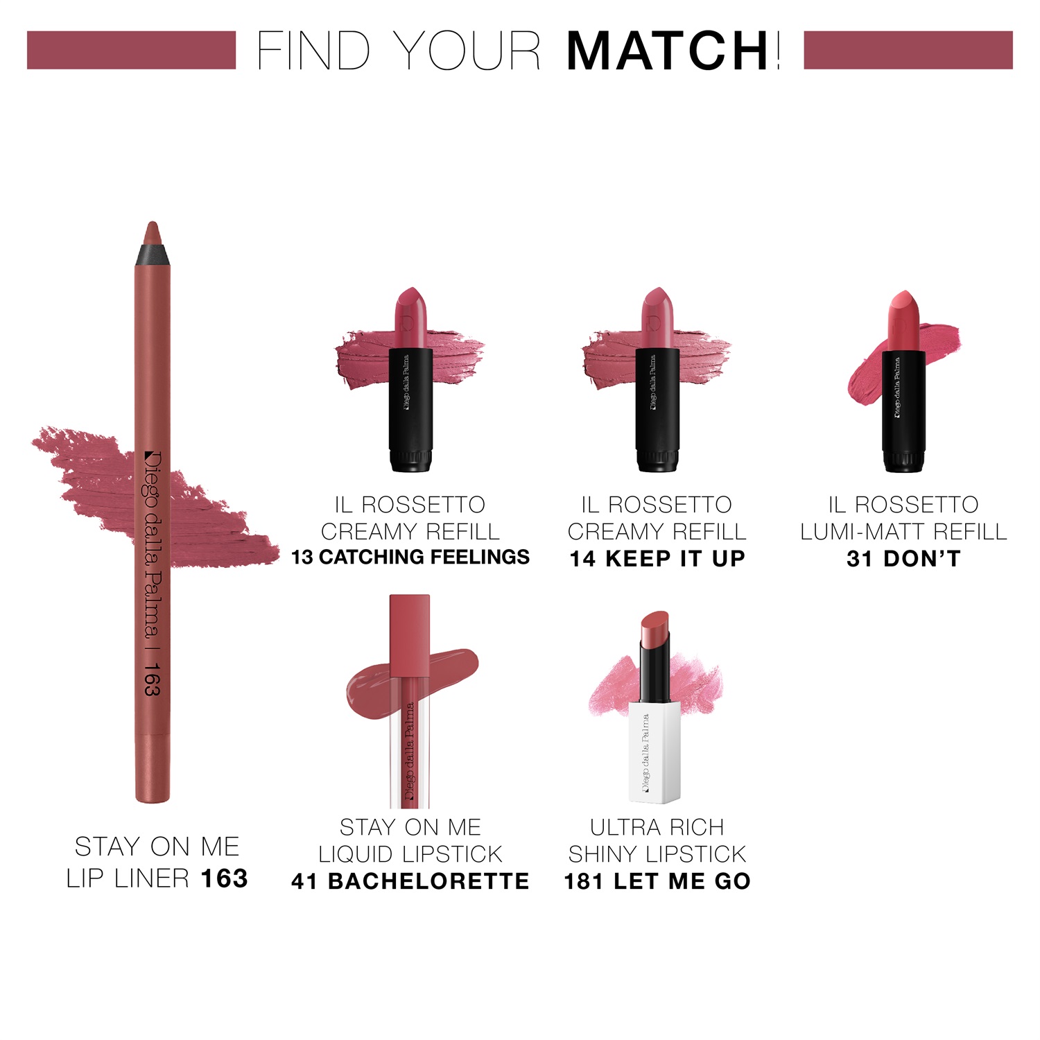 Diego Dalla Palma Stay On Me Lip Liner 163 Mauve - Matita Labbra Long Lasting e Water Resistant 1.2g