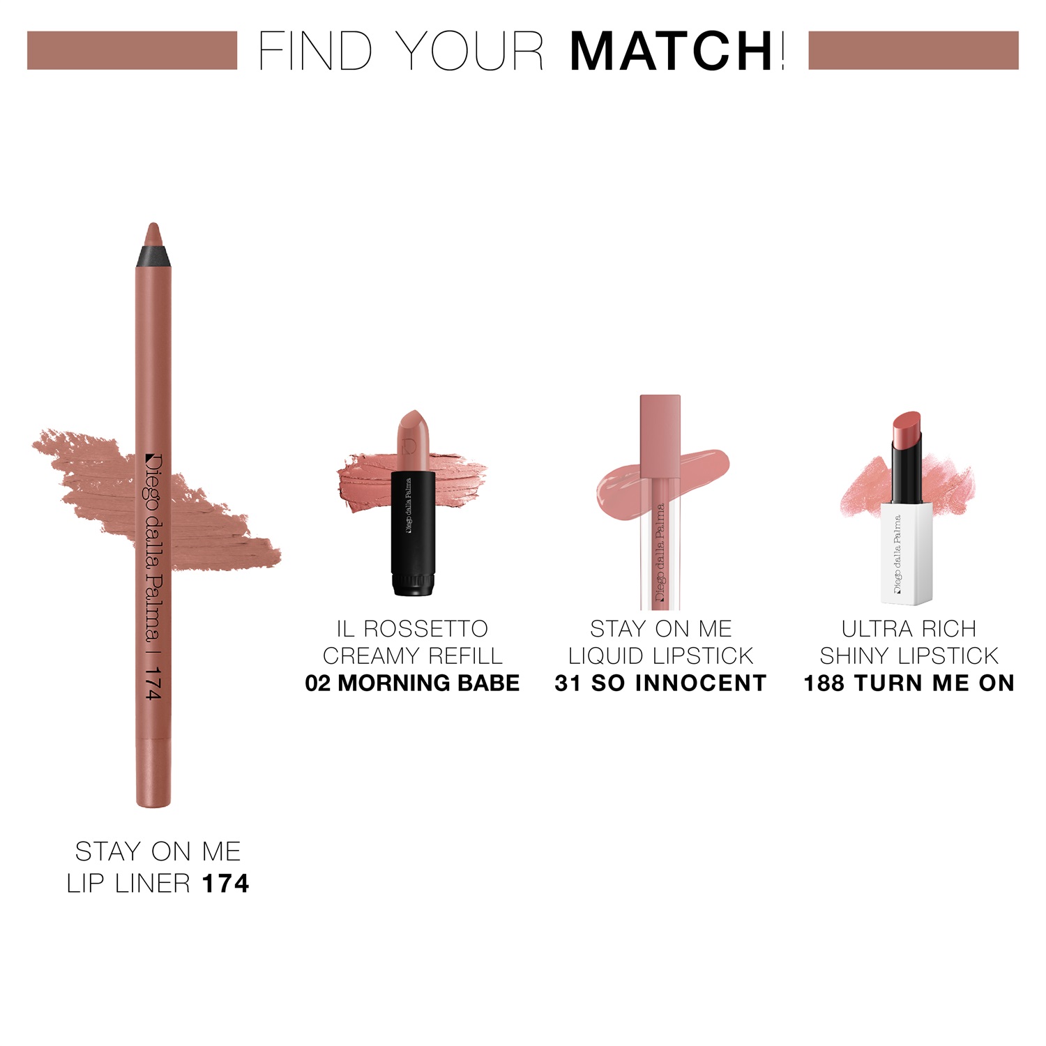 Diego Dalla Palma Stay On Me Lip Liner - Matita Labbra Long Lasting 174 Nude Beige 1.2g - Cremosa e Resistente all'Acqua