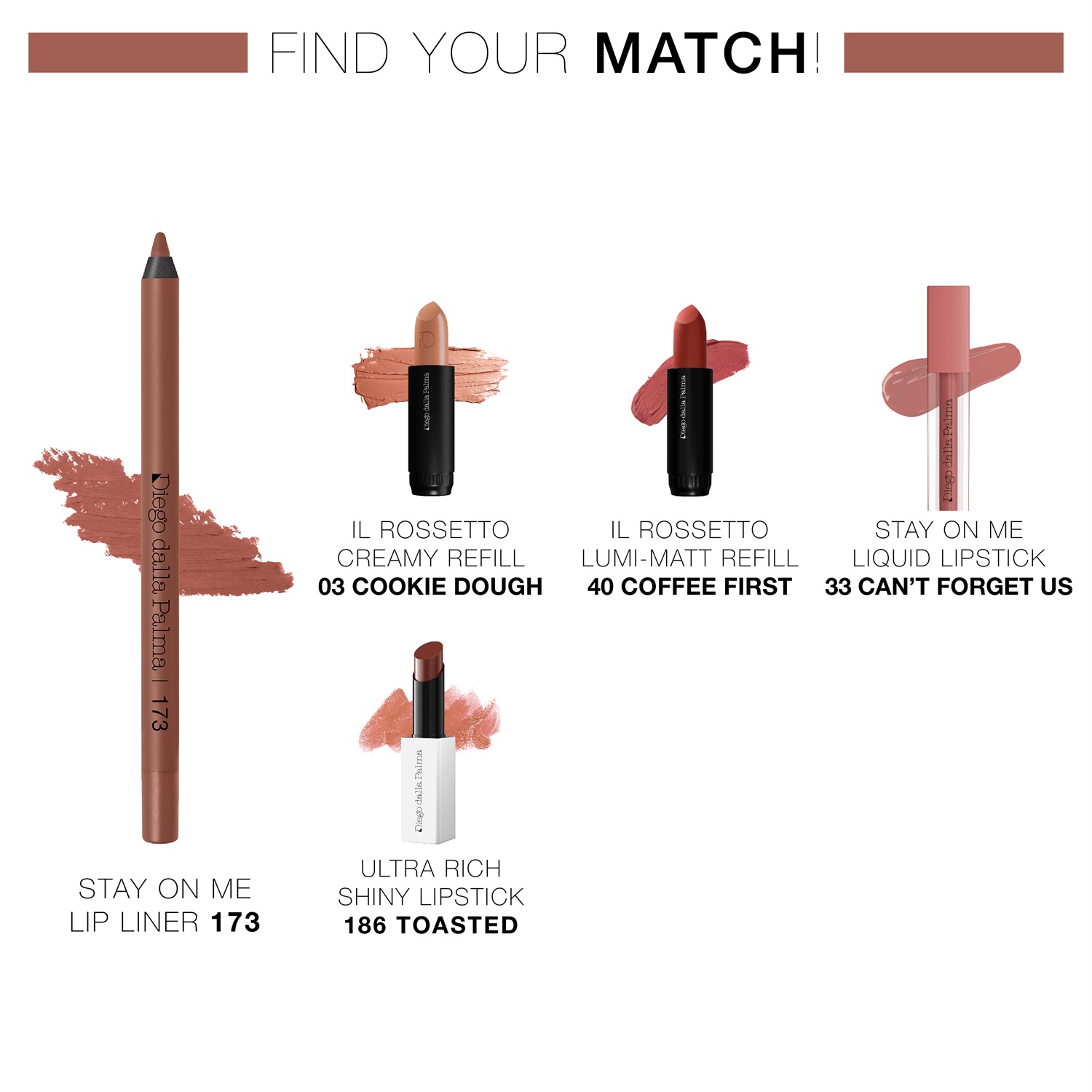 Diego Dalla Palma Stay On Me Lip Liner Matita Labbra 173 Caramello - Long Lasting 16h, Resistente all'Acqua, 1.2g