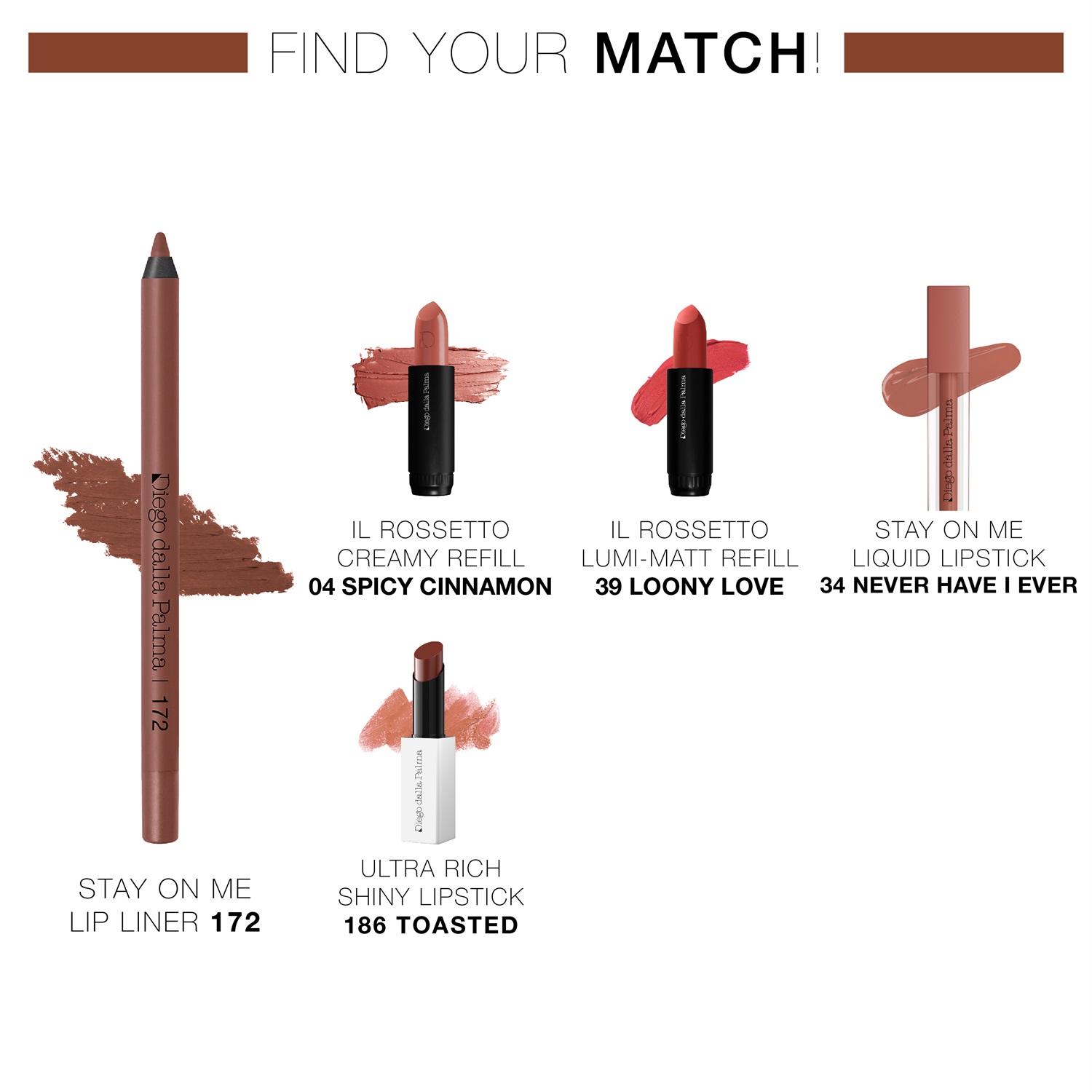 Diego Dalla Palma Stay On Me Lip Liner - Matita Labbra Long Lasting 172 Martora 1.2g, Ultra Performante e Resistente all'Acqua