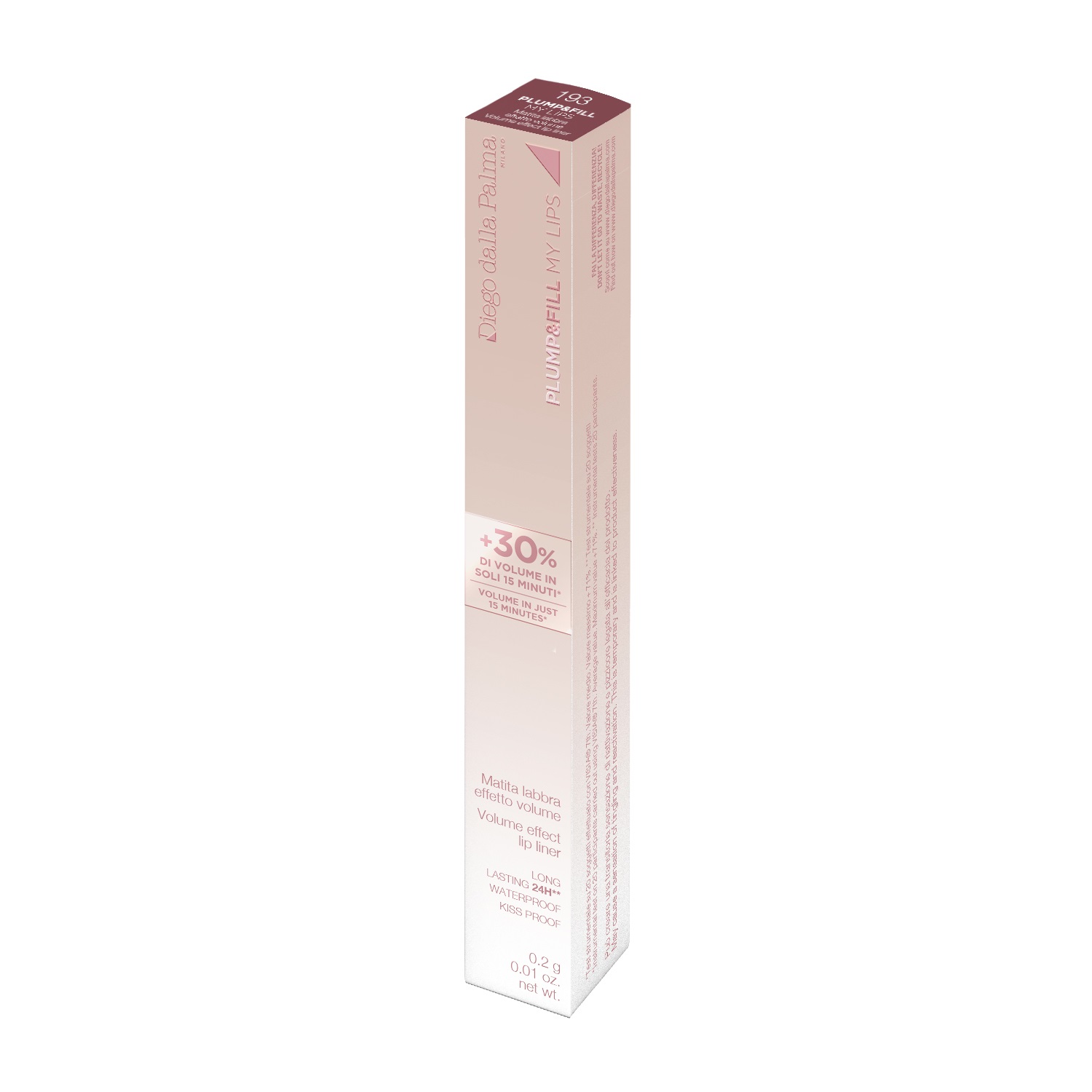 Diego Dalla Palma Plump & Fill My Lips - Matita Labbra Effetto Volume 193 Marsala, 0,2 g, Texture Cremosa e Long Lasting