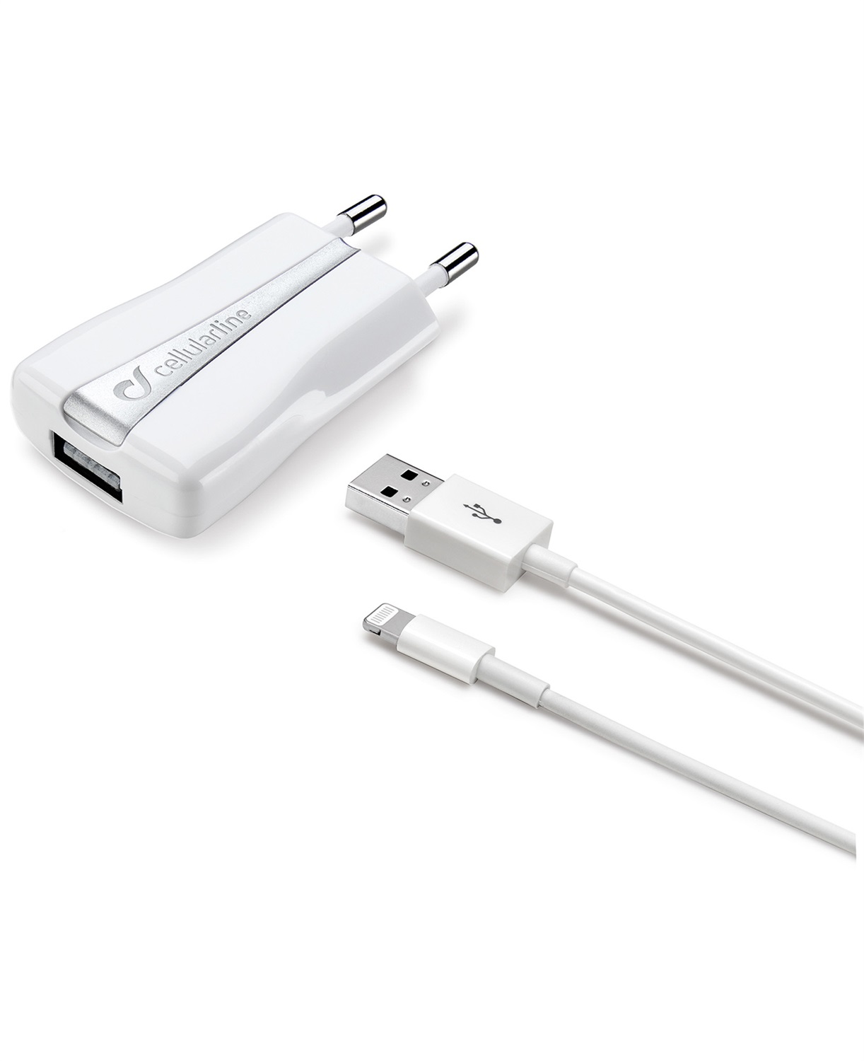Cellularline Caricabatterie da rete 5W con cavo Lightning per iPhone 5/5S e iPod - 1 m, compatto e conforme ENERGY STAR