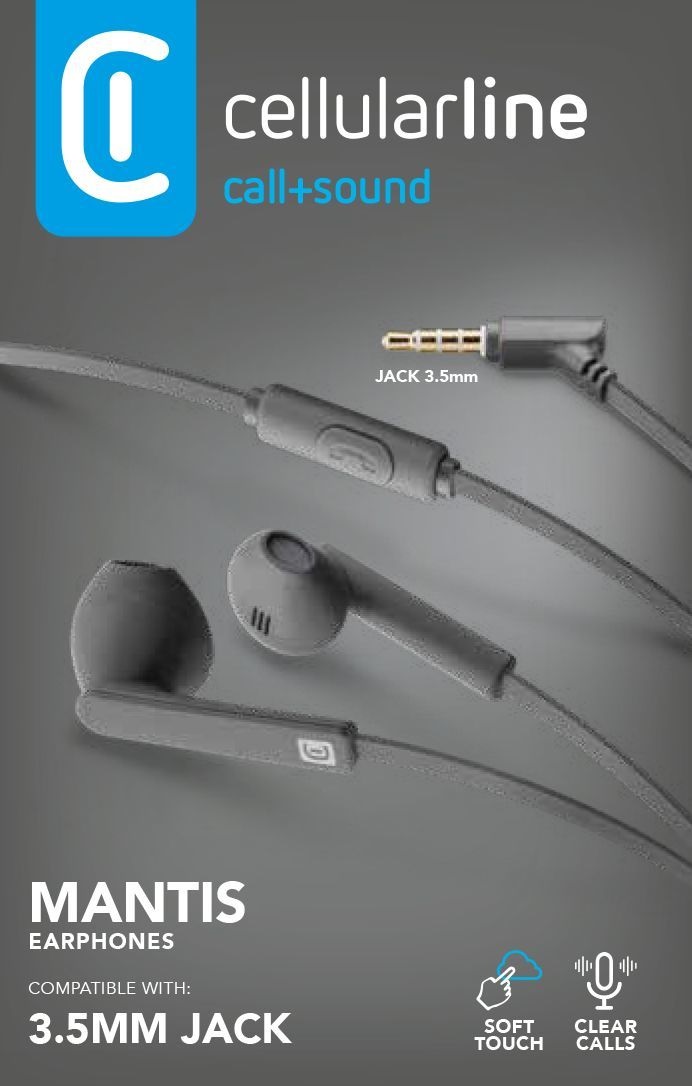 Cellularline MANTISDG Auricolari Stereo con Microfono a Capsula - Grigio