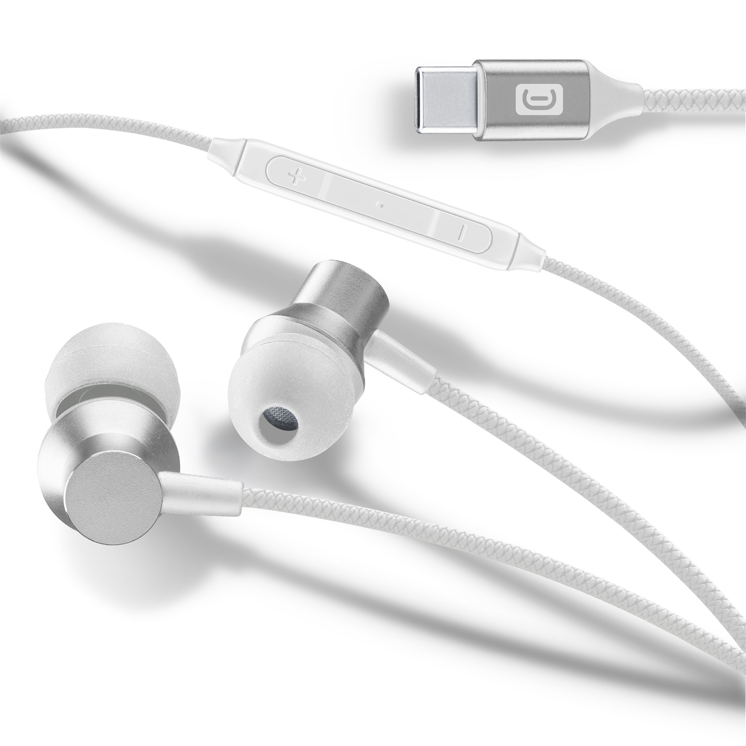 Cellularline SPARROW Auricolari in-ear con connettore USB-C, microfono con remote control, finiture metalliche e tecnologia di ottimizzazione audio