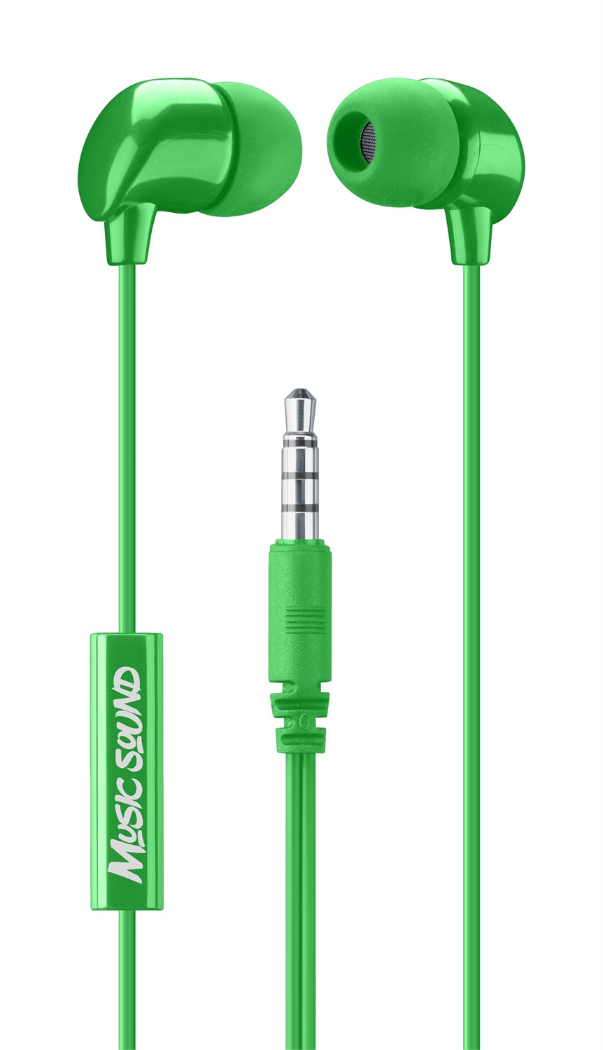 Music Sound AURICOLARI Fullcolor in-ear con Filo e Microfono - Jack 3.5 mm - Colore Verde, Ergonomici con Isolamento Passivo del Rumore e Bassi Potenti