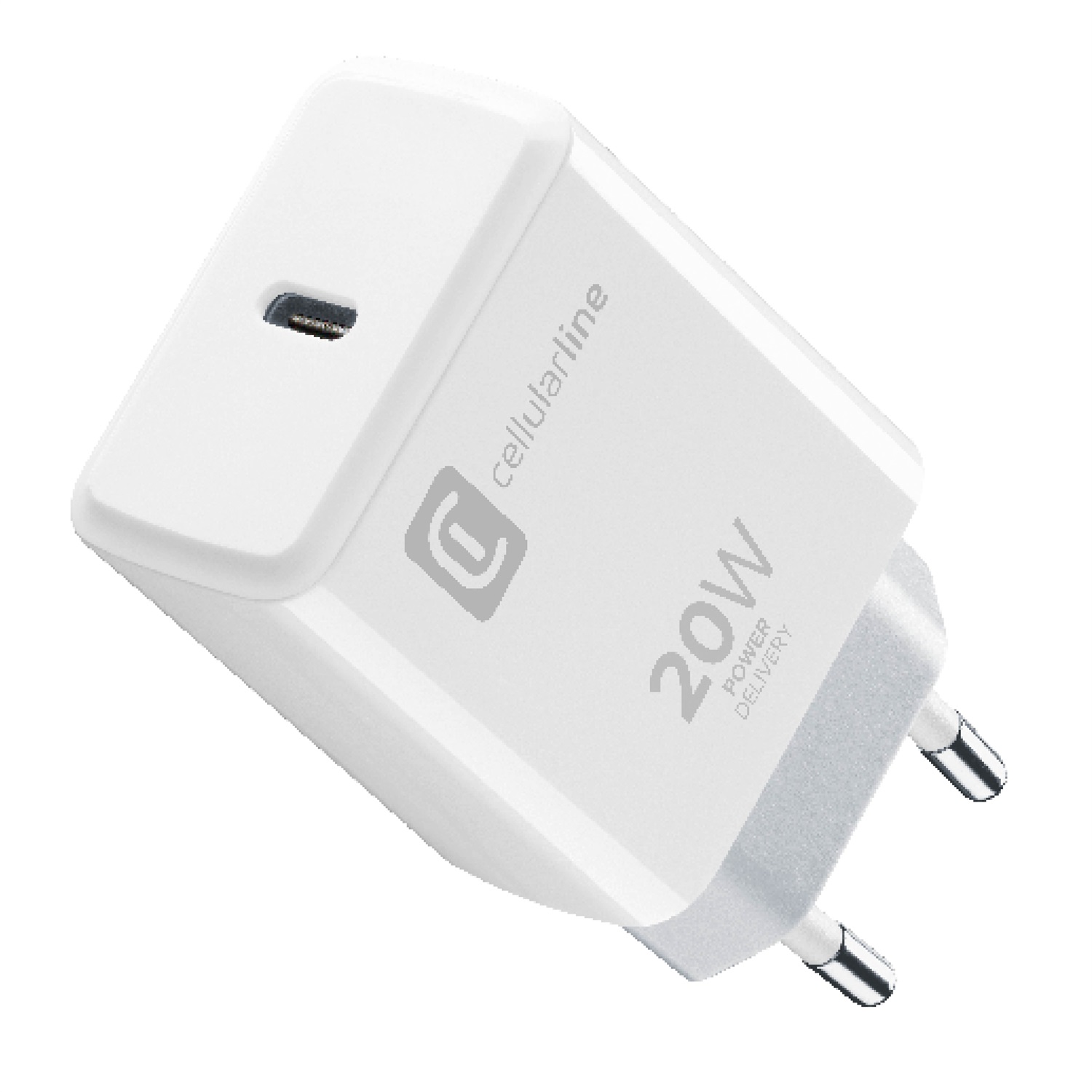 Cellularline Caricabatterie da Rete USB-C 20W - Compatibile con iPhone 8 e Successivi, Carica alla Massima Velocità