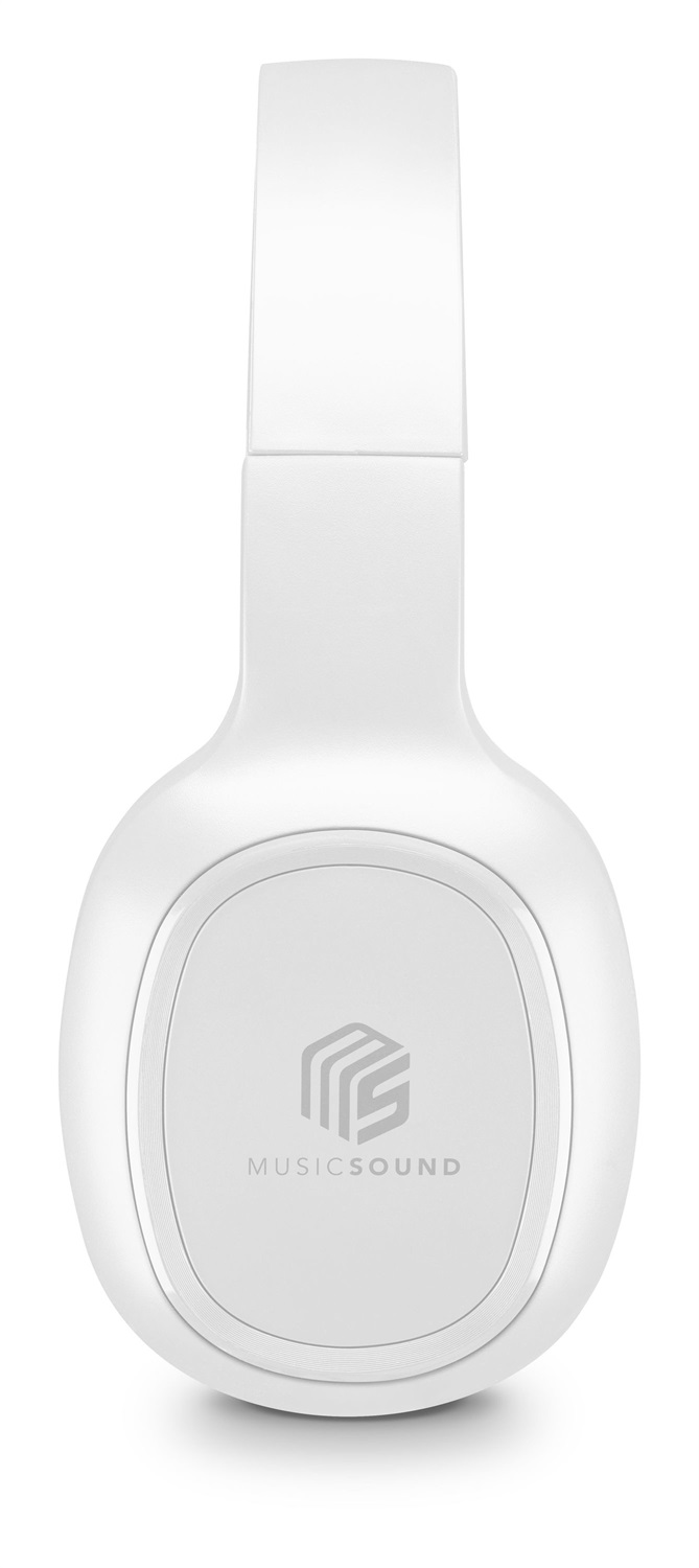 Music Sound Cuffie on Ear Bluetooth con Microfono, Remote Control, Archetto Estendibile, Autonomia 8h, Colore Bianco