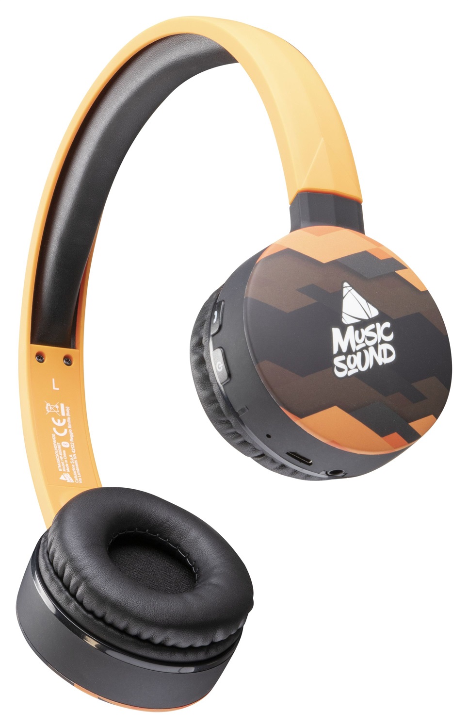 Music Sound Cuffie On Ear Bluetooth Headband Estendibile - PlayTime 20h - Fantasia Terra con Microfono e Controllo Volume