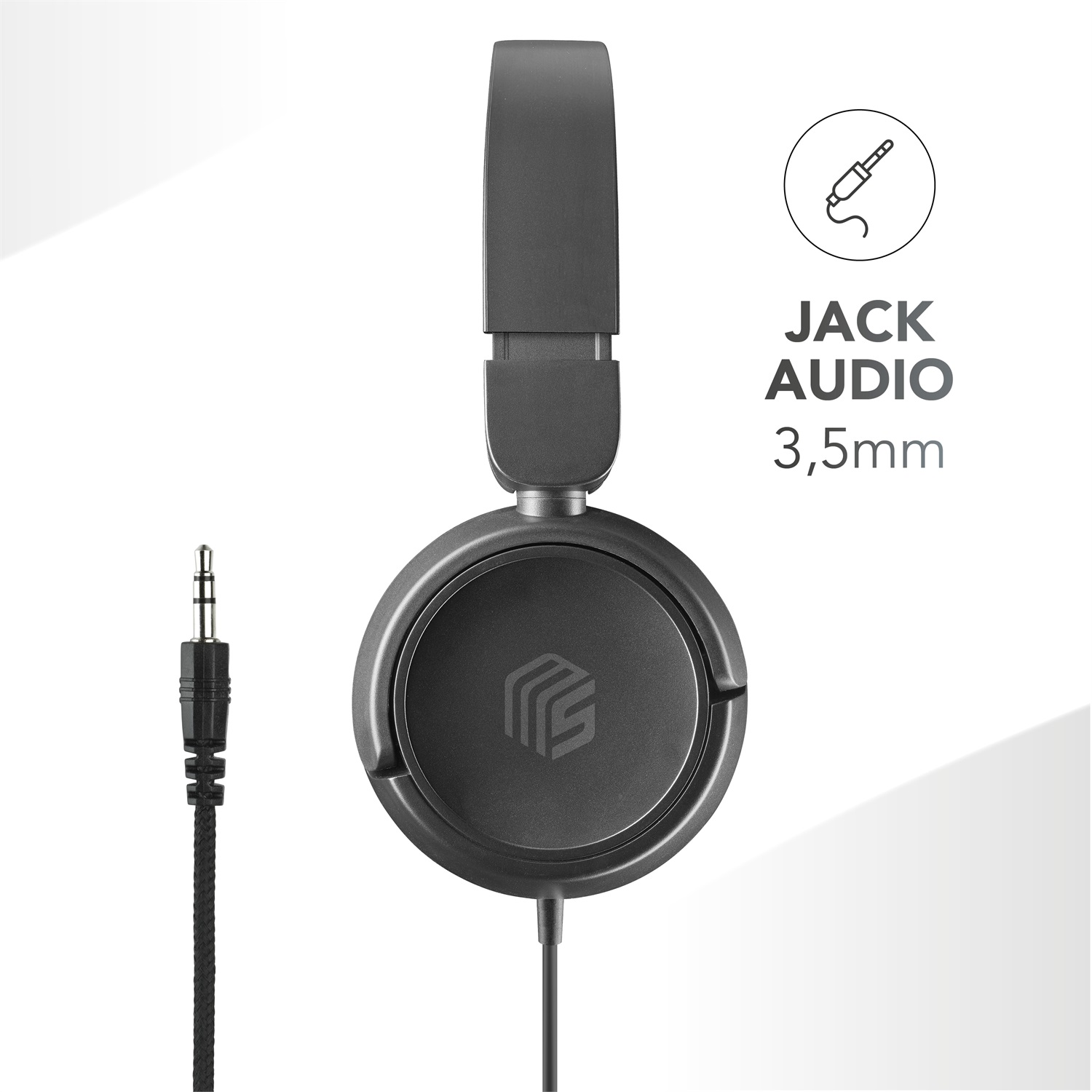 Music Sound Cuffie on ear Pieghevoli con Microfono - Jack 3.5 mm - Colore Nero - Leggere e Confortevoli con Suono Potente