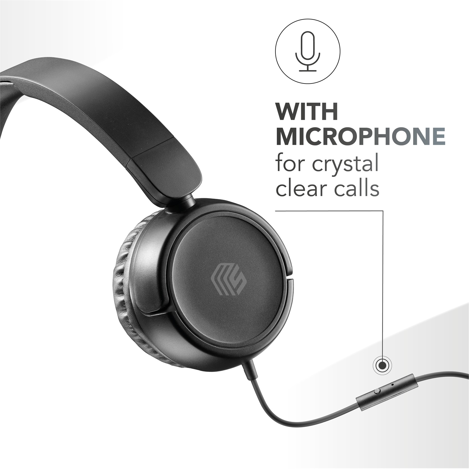 Music Sound Cuffie on ear Pieghevoli con Microfono - Jack 3.5 mm - Colore Nero - Leggere e Confortevoli con Suono Potente