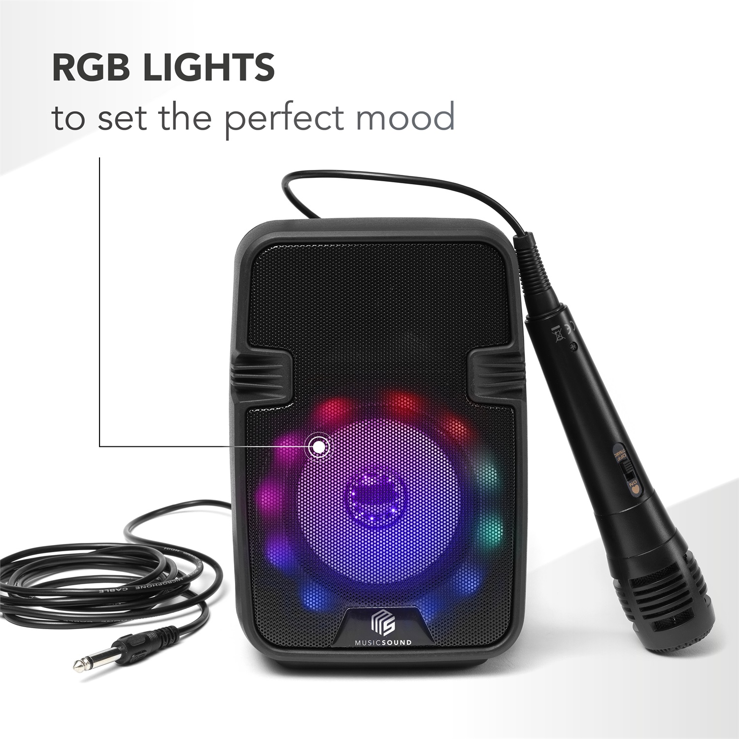 Music Sound Speaker Karaoke Bluetooth con Microfono e Luci LED - 5W, Trasportabile e 8 Ore di Autonomia