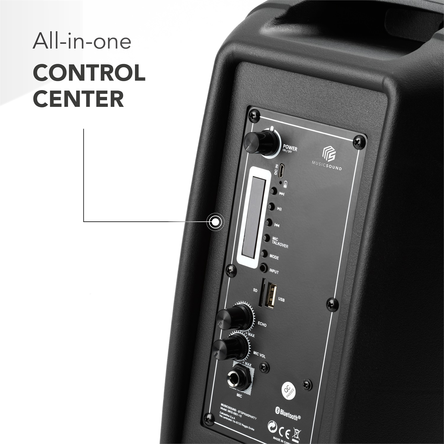 Music Sound Speaker Karaoke Bluetooth con Microfono e Luci LED - 5W, Trasportabile e 8 Ore di Autonomia