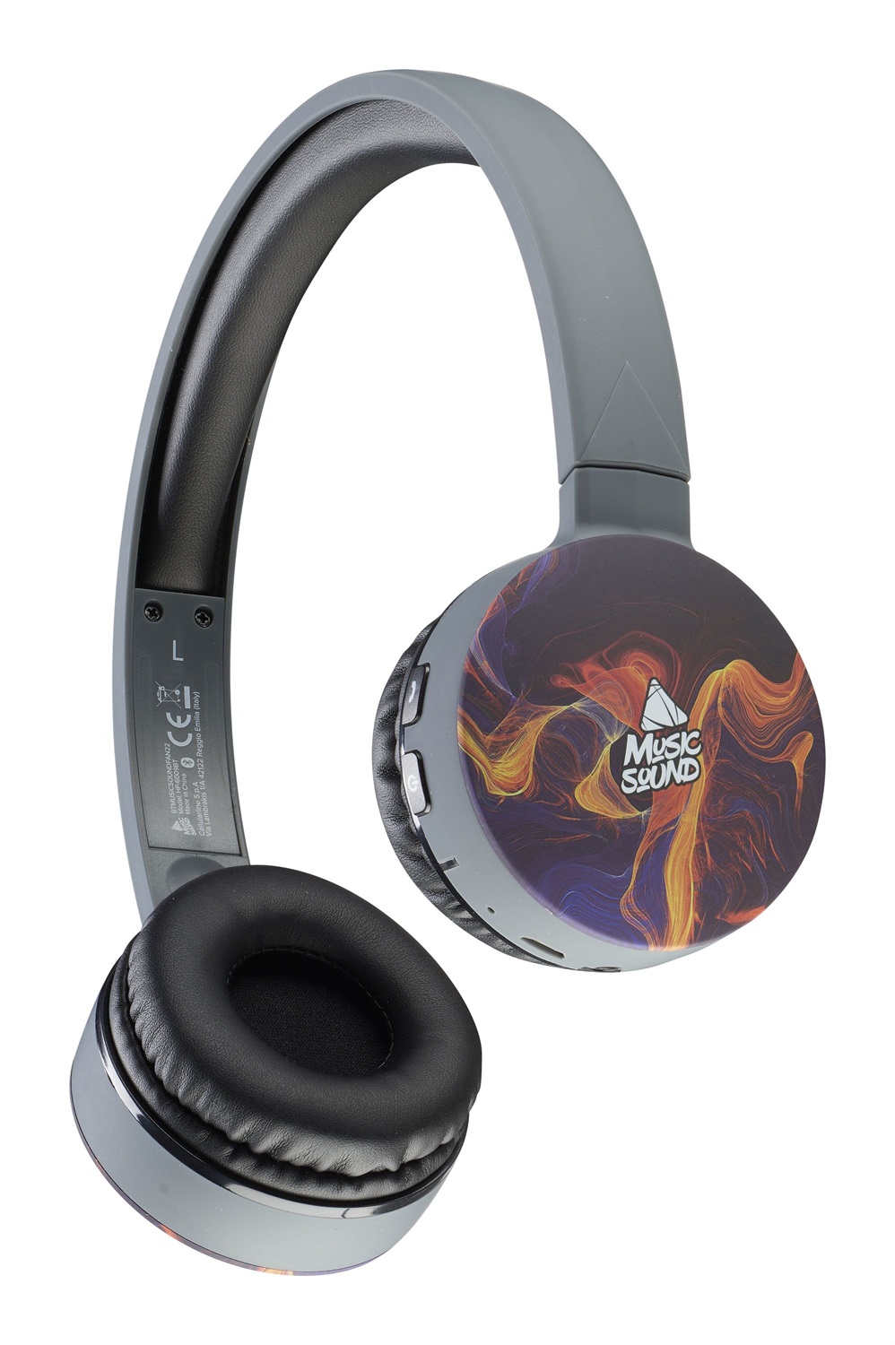 Music Sound Cuffie Bluetooth on Ear con Archetto Estendibile - Fantasia Cubi Rossi, PlayTime 20h