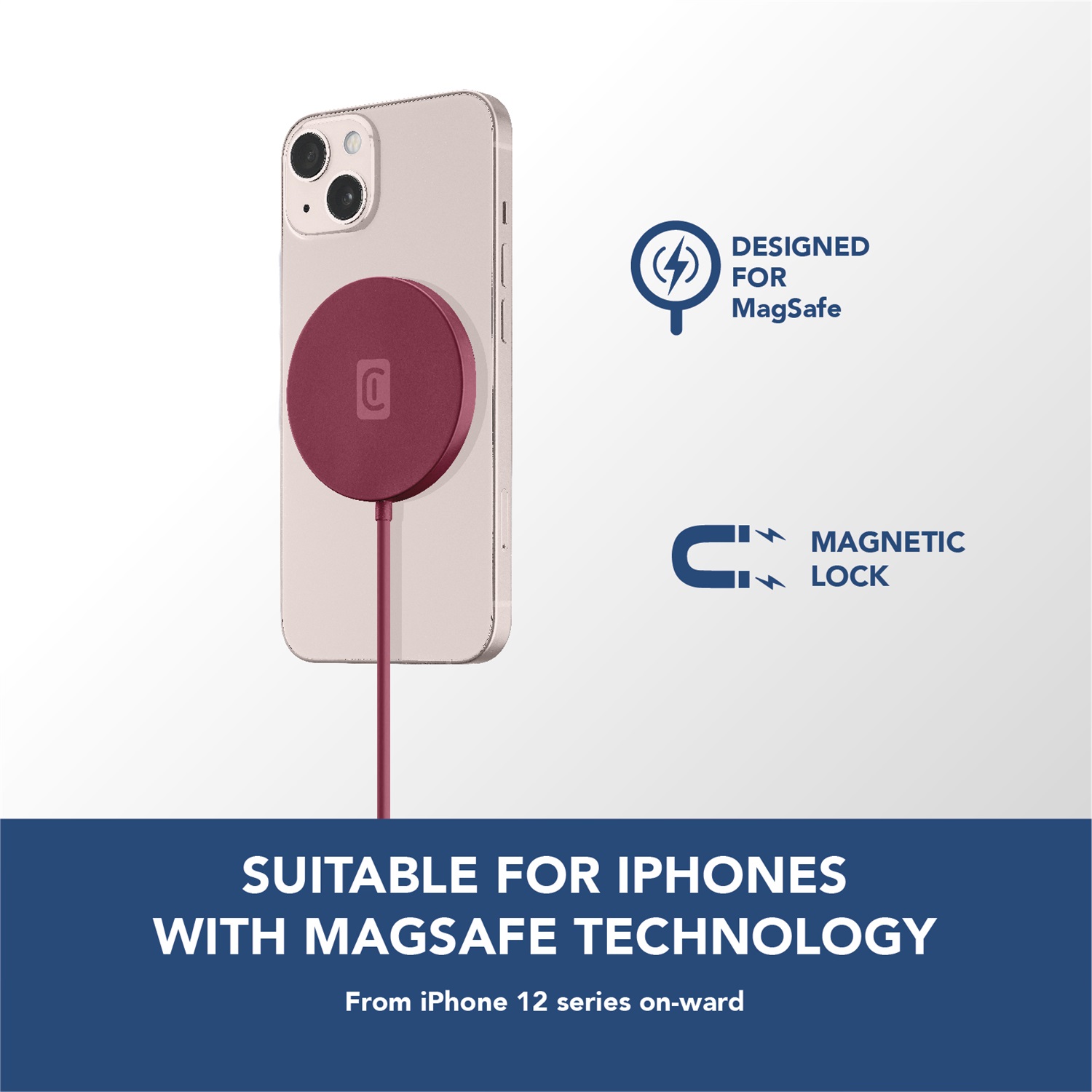 Cellularline Base di Ricarica Wireless MagSafe - Carica 7,5W per iPhone e 3W per Auricolari TWS, con Allineamento Magnetico e LED