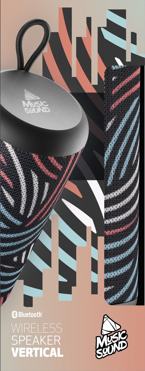 Music Sound Speaker Vertical Bluetooth 5.0 - 5 Watt, PlayTime 4 Ore, Ricarica 1,5 Ore, Entrate micro SD, USB e AUX, Design Fantasia Strisce