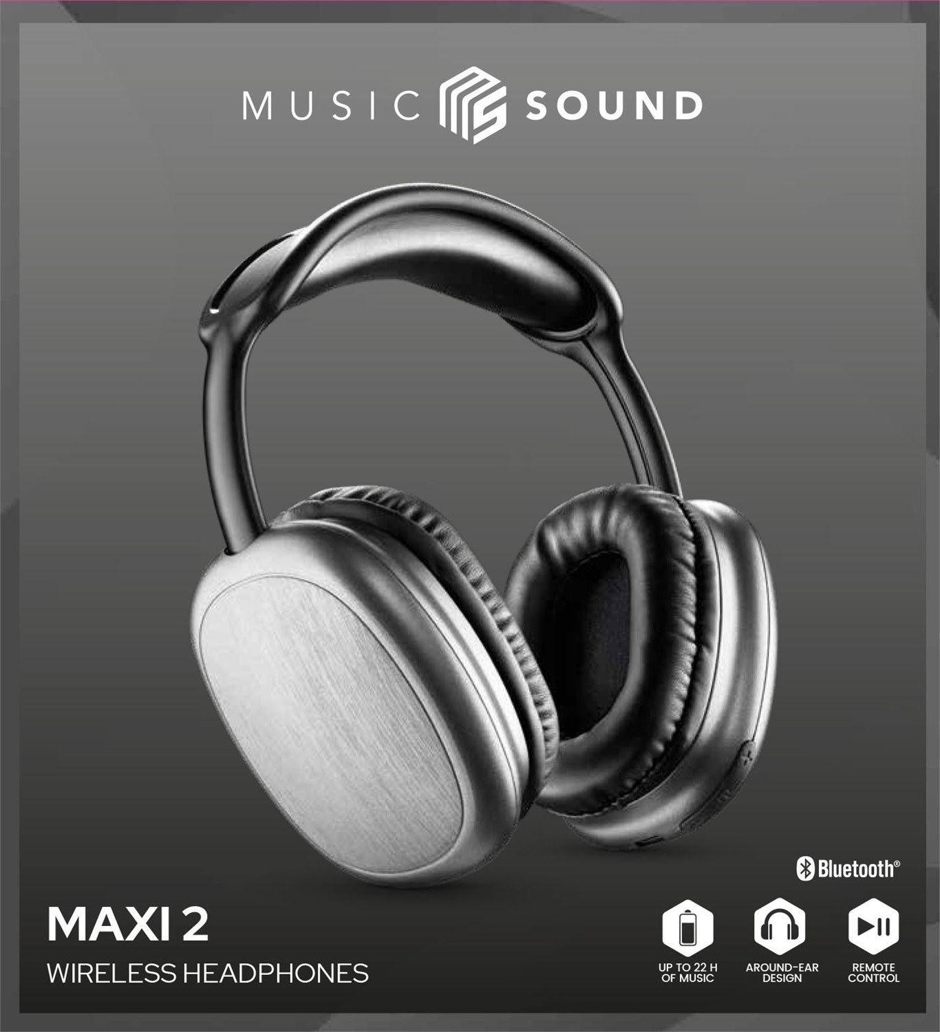 Music Sound Maxi2 Cuffie Around-Ear Bluetooth 5.0 - Design Moderno e Colorato, Suono Potente e Bilanciato, Alto Comfort d'Utilizzo con Microfono Integrato