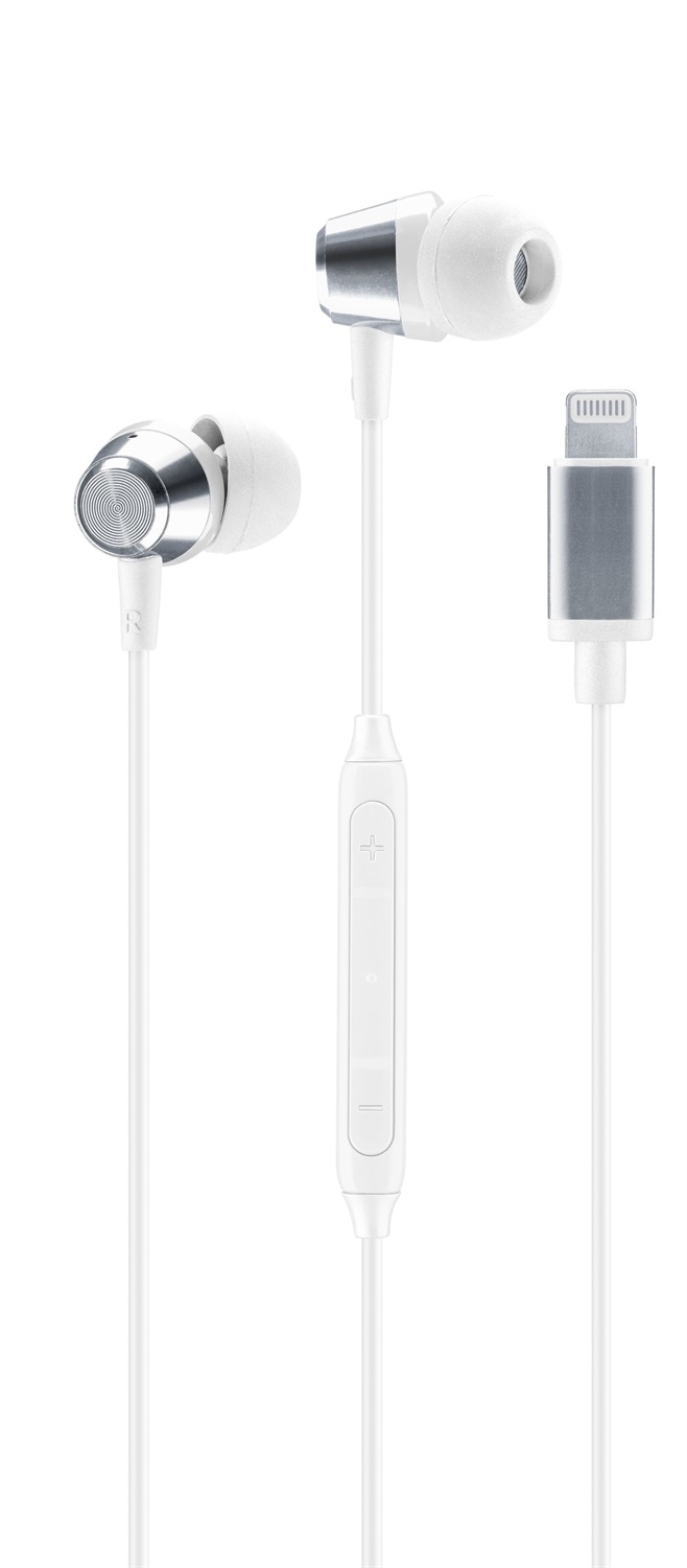 Music Sound Auricolari a Filo Ergonomici In-Ear con Connettore Lightning MFI - Bianco