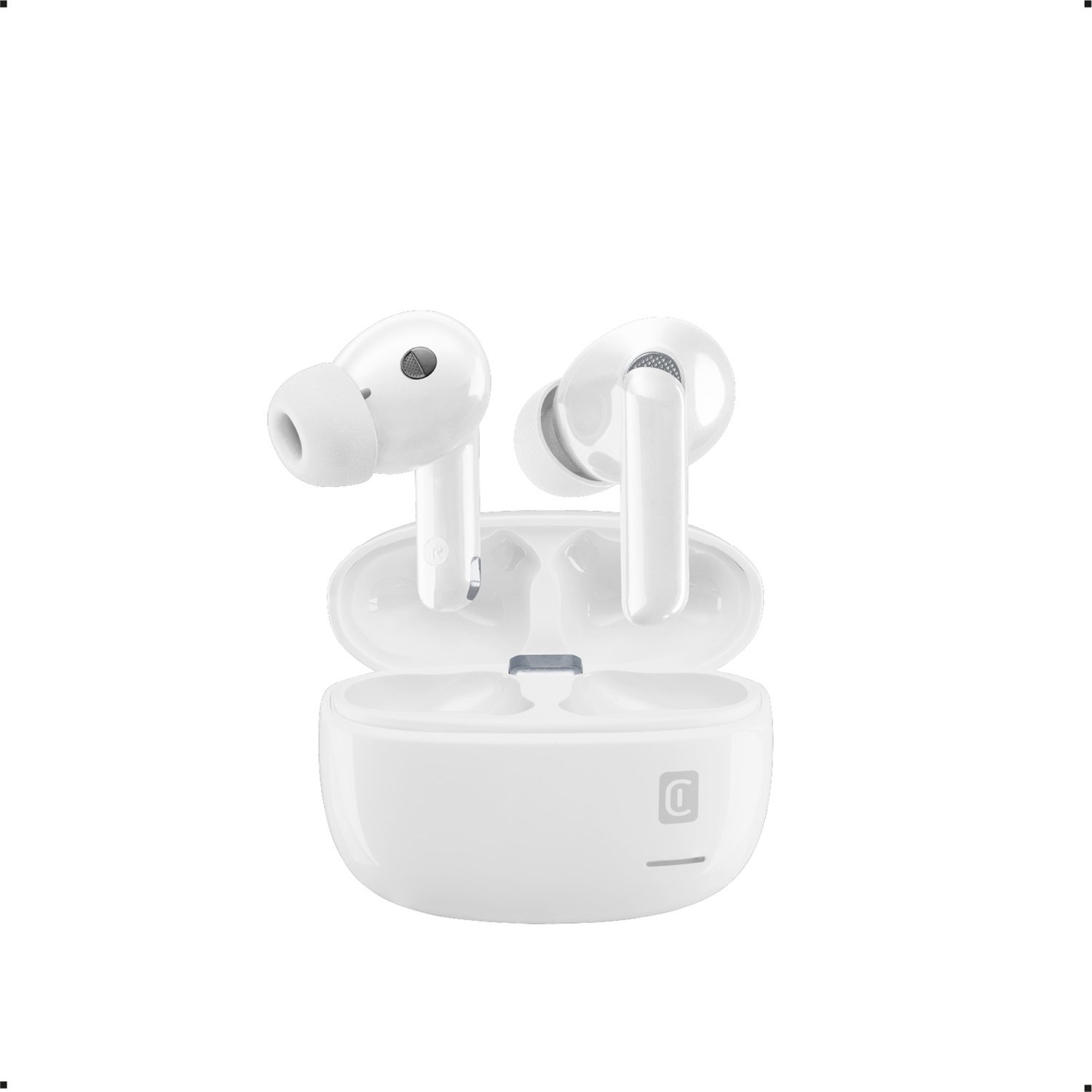 Cellularline ECLIPSE Auricolari In-Ear Wireless True Wireless con Custodia di Ricarica, Cancellazione Attiva del Rumore (ANC) e Chiamate Cristalline, Bluetooth 5.3, Playtime 18 ore, Bianco