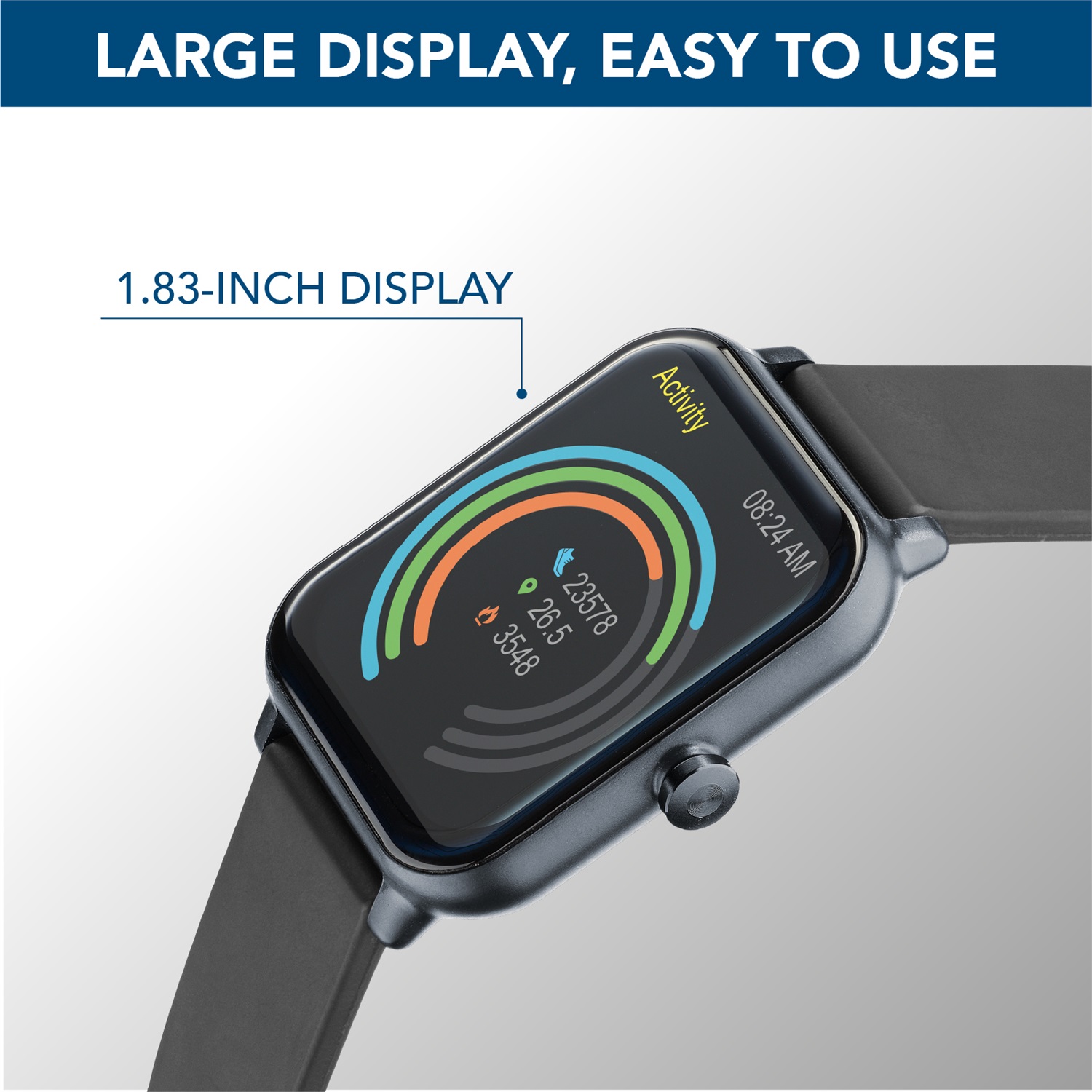 Cellularline ION Smartwatch Bluetooth® con App per iOS e Android - Autonomia 5 giorni, Display LED 1.83 HD IPS Full Touch, Monitoraggio Frequenza Cardiaca e Attività Fisica - Nero