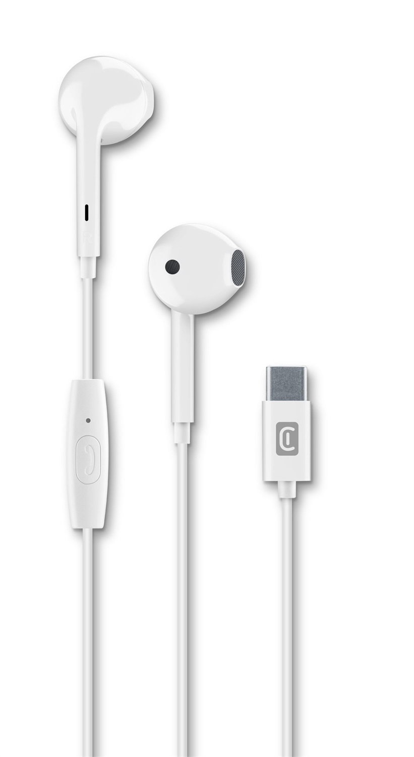 Cellularline Auricolari Capsula con Microfono Filo USB tipo C Bianco - Streaming TOP Sound