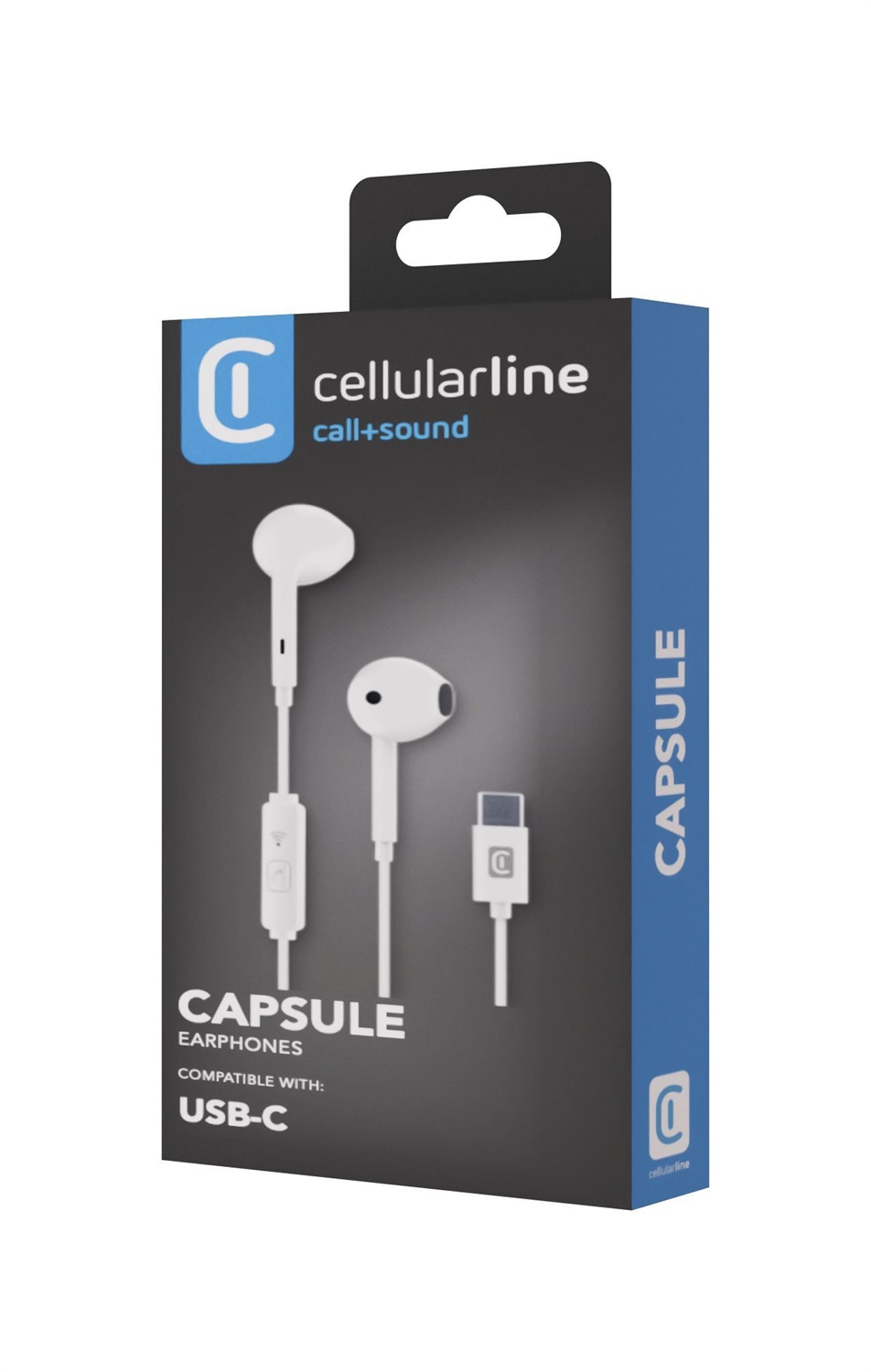 Cellularline Auricolari Capsula con Microfono Filo USB tipo C Bianco - Streaming TOP Sound