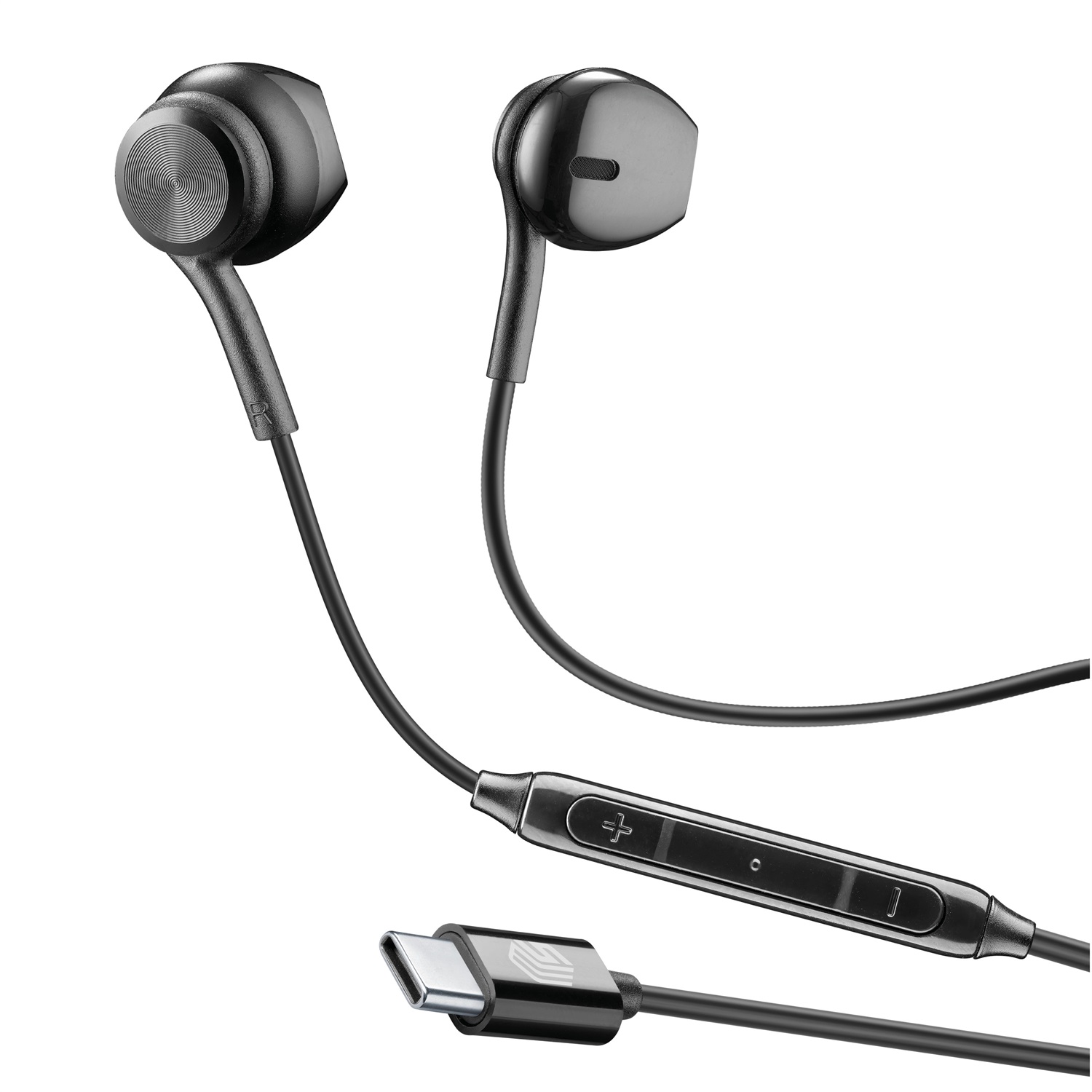 Music Sound Auricolari Capsula con Filo e Microfono - USB-C, Design a Capsula, Riduzione Rumore, Colore Nero