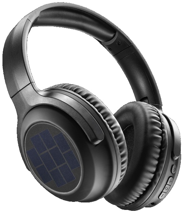Music Sound SUNBEAT - Cuffie Wireless con Pannelli Solari, Playtime 40 Ore, Archetto Morbido Regolabile, Doppia Modalità di Ricarica USB-C e Solare - Nero
