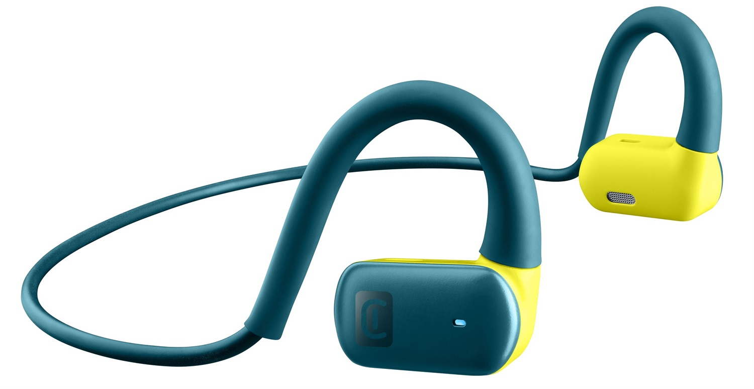 Cellularline Auricolari Bluetooth Open-ear Spirit - Verde/Lime, Design Sicuro per Sport e Musica, 7 Ore di Autonomia