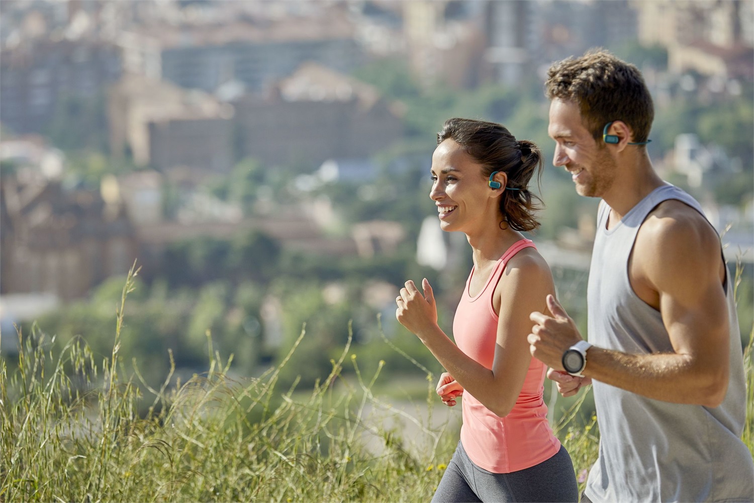 Cellularline Auricolari Bluetooth Open-ear Spirit - Verde/Lime, Design Sicuro per Sport e Musica, 7 Ore di Autonomia