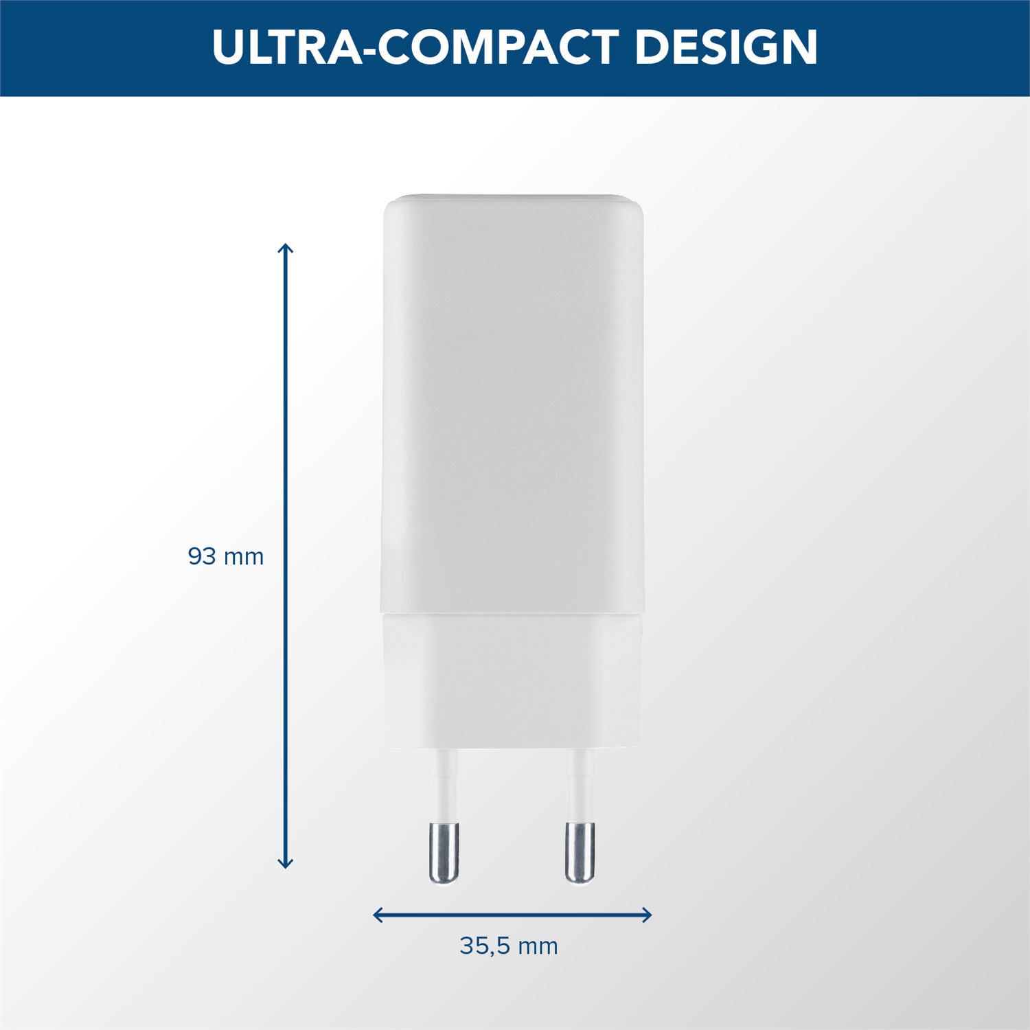 Cellularline Multipower Trio Port 65W - Caricabatteria da Rete per Smartphone, Tablet e Laptop - 3 Porte: USB (18W QC), USB-C (65W Power Delivery), USB-C (20W Power Delivery) - Bianco