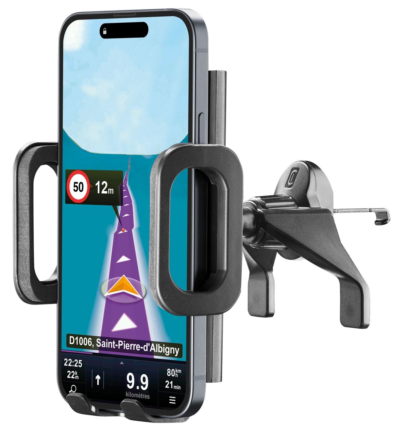 Cellularline Hug Fit - Supporto smartphone per auto, Fissaggio alle Bocchette di Aerazione, Compatibilità Universale, Nero