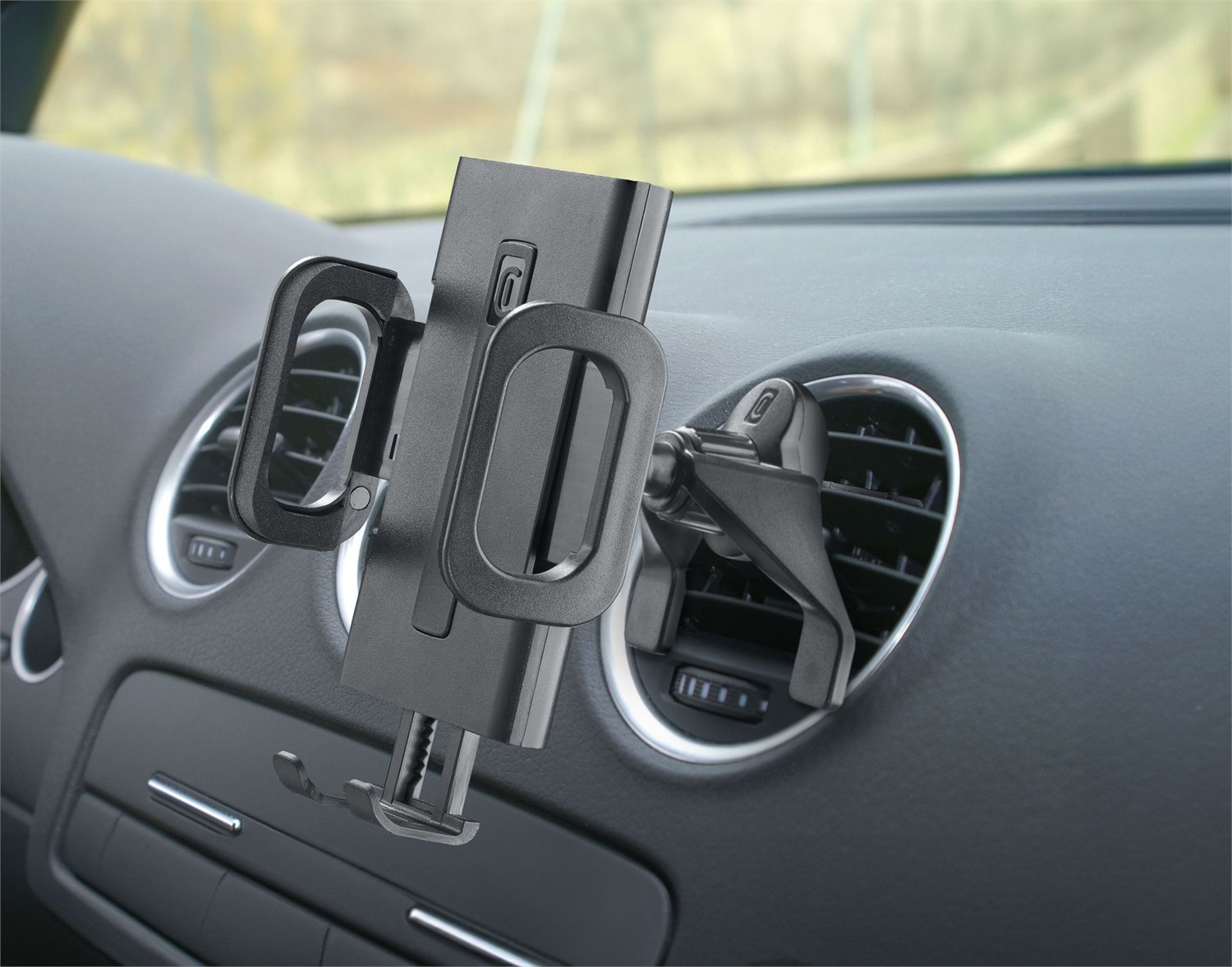 Cellularline Hug Fit - Supporto smartphone per auto, Fissaggio alle Bocchette di Aerazione, Compatibilità Universale, Nero