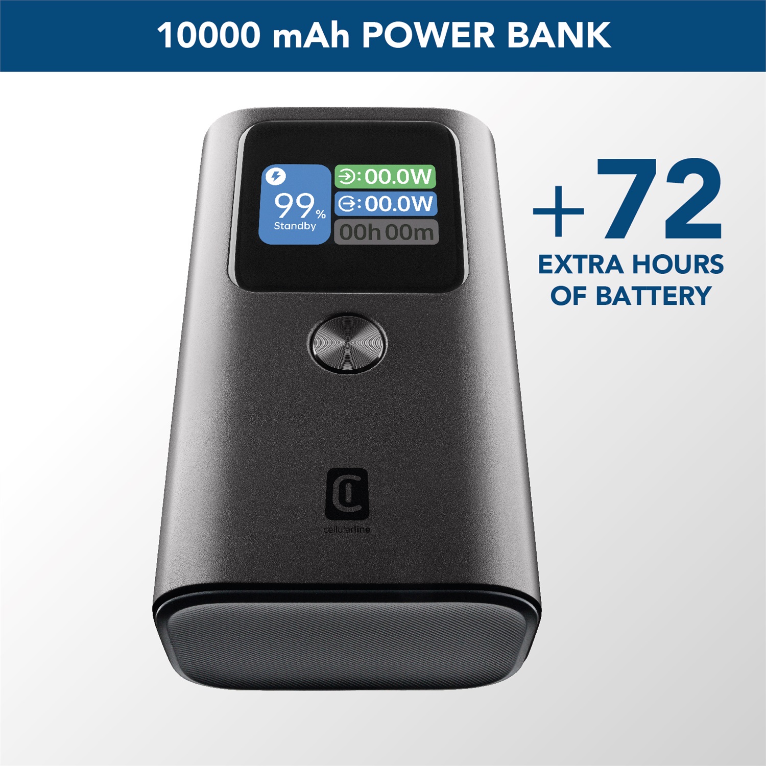 Cellularline Ultron 10000 Power Bank 10000mAh con 3 porte (2xUSB-C 30W 1xUSB 22.5W) e Display LCD