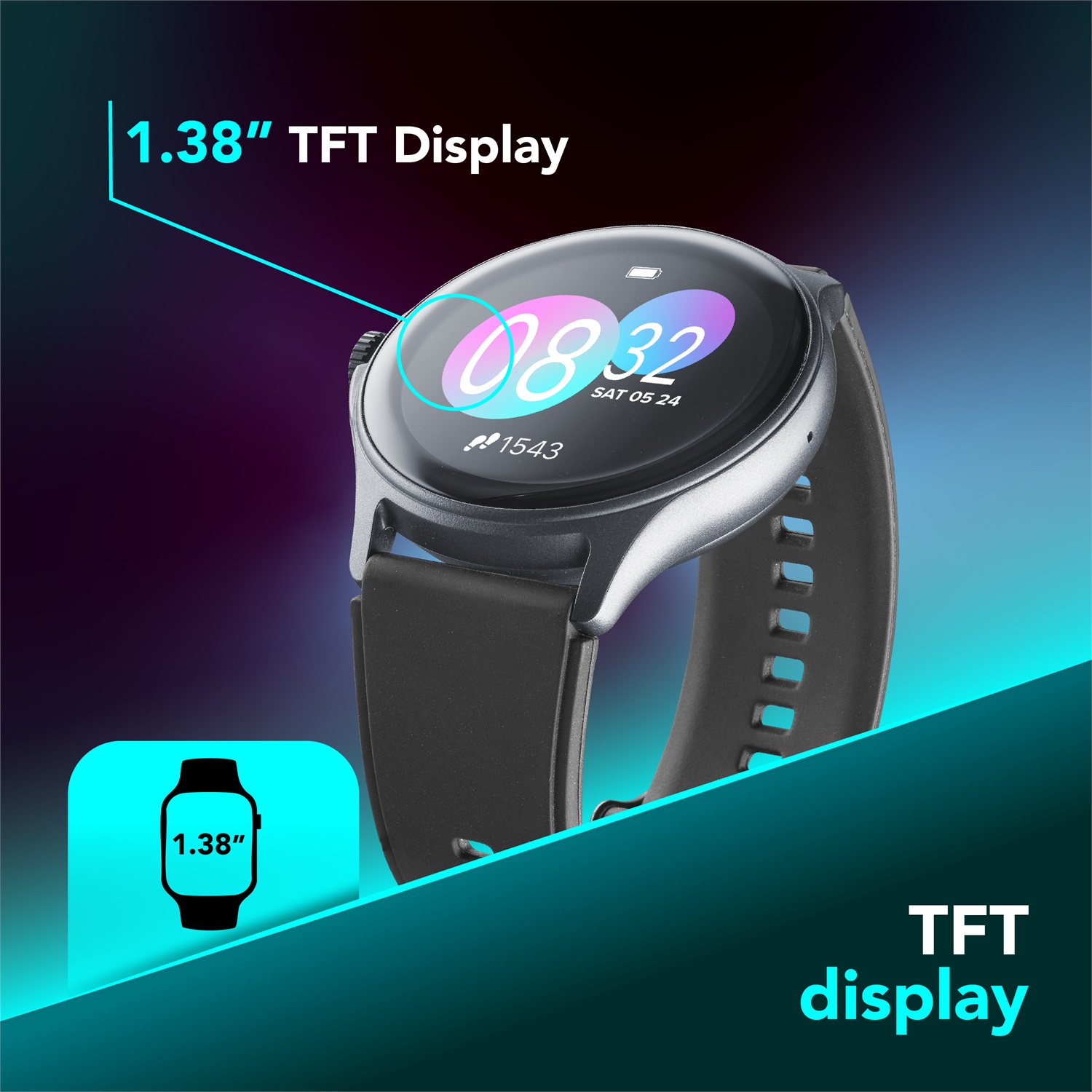Cellularline ION PRO ROUND - Smartwatch Bluetooth® con Display 1.38