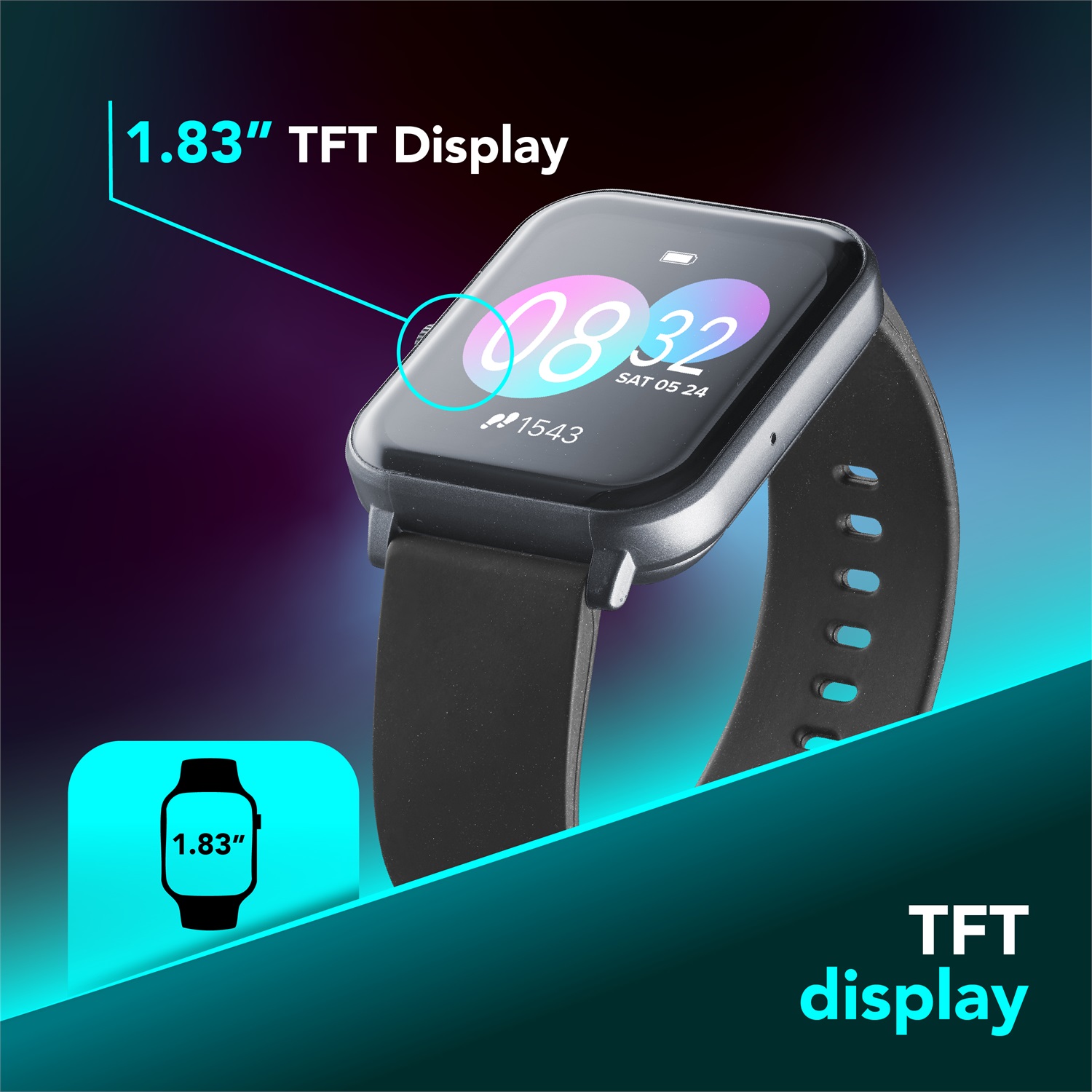 Cellularline ION PRO SQUARE - Smartwatch Bluetooth® 1.83
