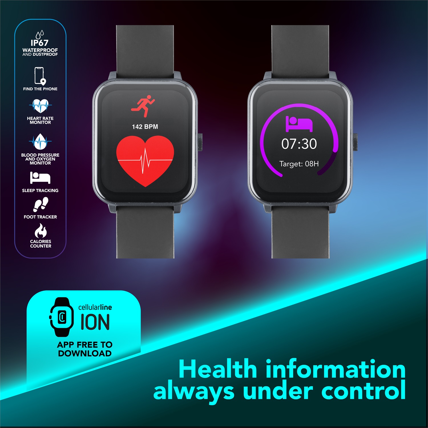 Cellularline ION PRO SQUARE - Smartwatch Bluetooth® 1.83