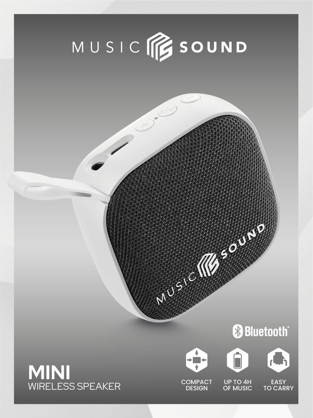 Music Sound MINI Speaker Bluetooth 3W - Compatto, Portatile e con Finiture in Tessuto Morbido - Autonomia di 4 Ore