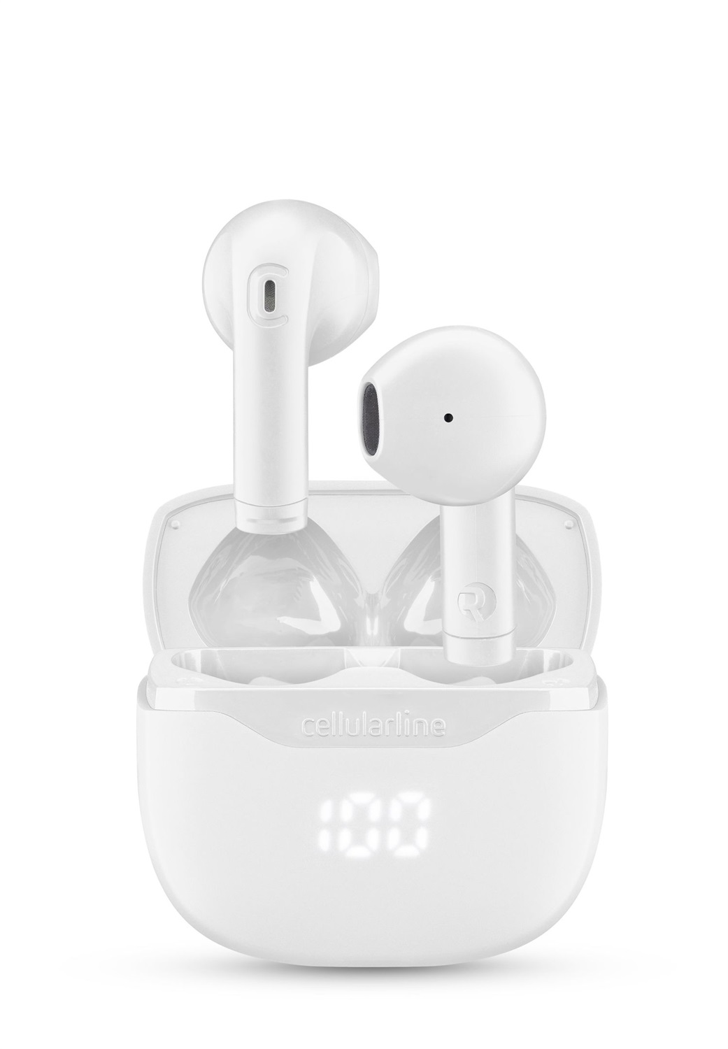Cellularline CORE Auricolari Bluetooth True Wireless - Custodia di Ricarica con Display LED, 16 Ore di Play Time, Controlli Touch e Autopairing - Bianco