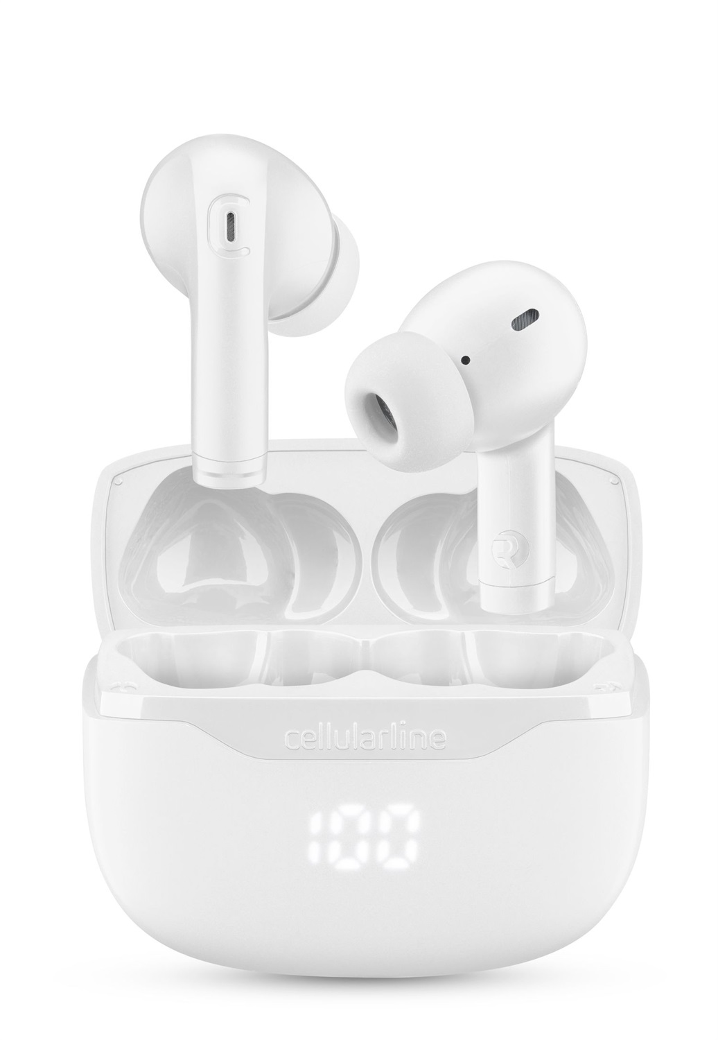 Cellularline KEY Auricolari In-Ear True Wireless - 16 Ore Play Time, Custodia di Ricarica con Display LED, Controlli Touch, Ricarica USB-C, Design Tascabile