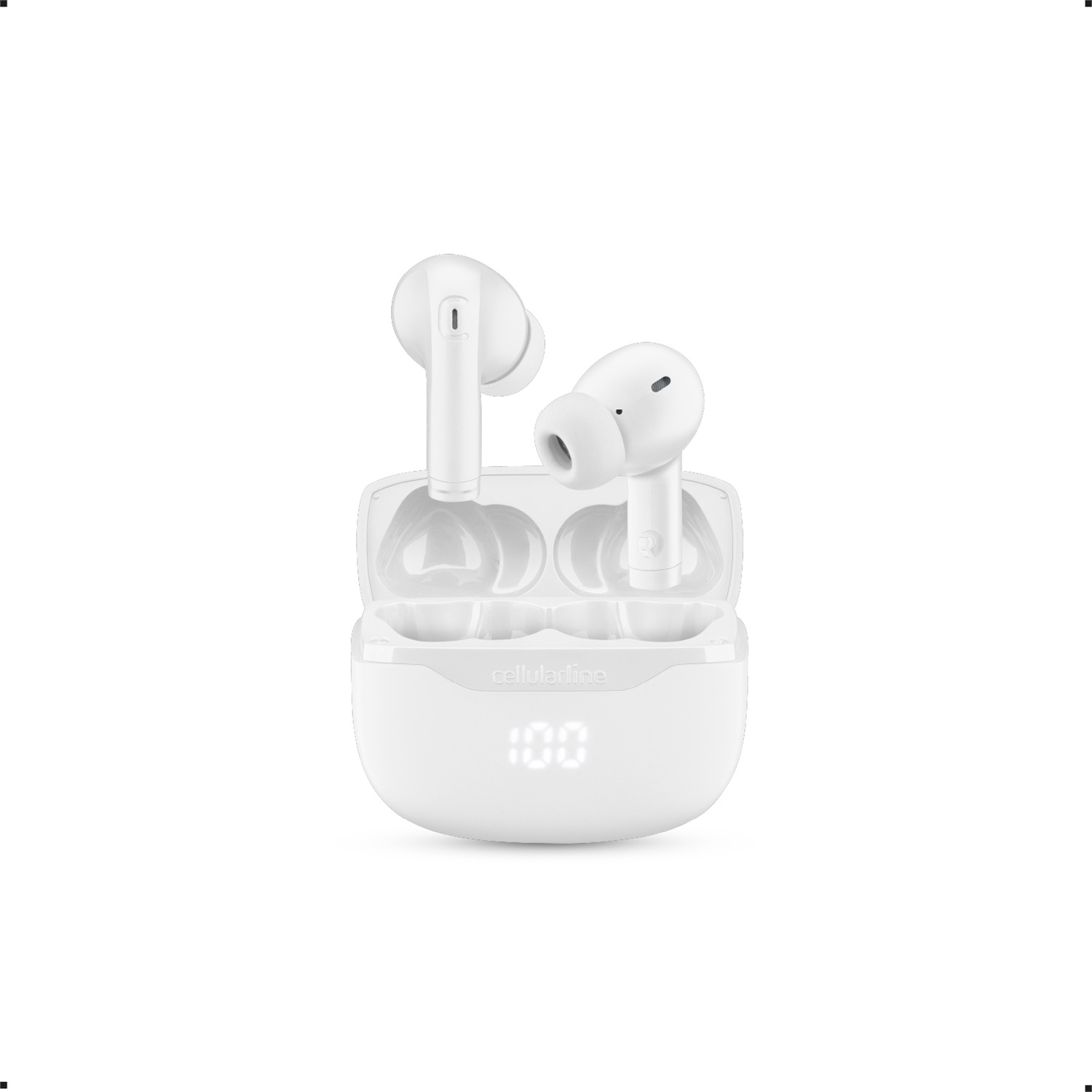 Cellularline KEY Auricolari In-Ear True Wireless - 16 Ore Play Time, Custodia di Ricarica con Display LED, Controlli Touch, Ricarica USB-C, Design Tascabile