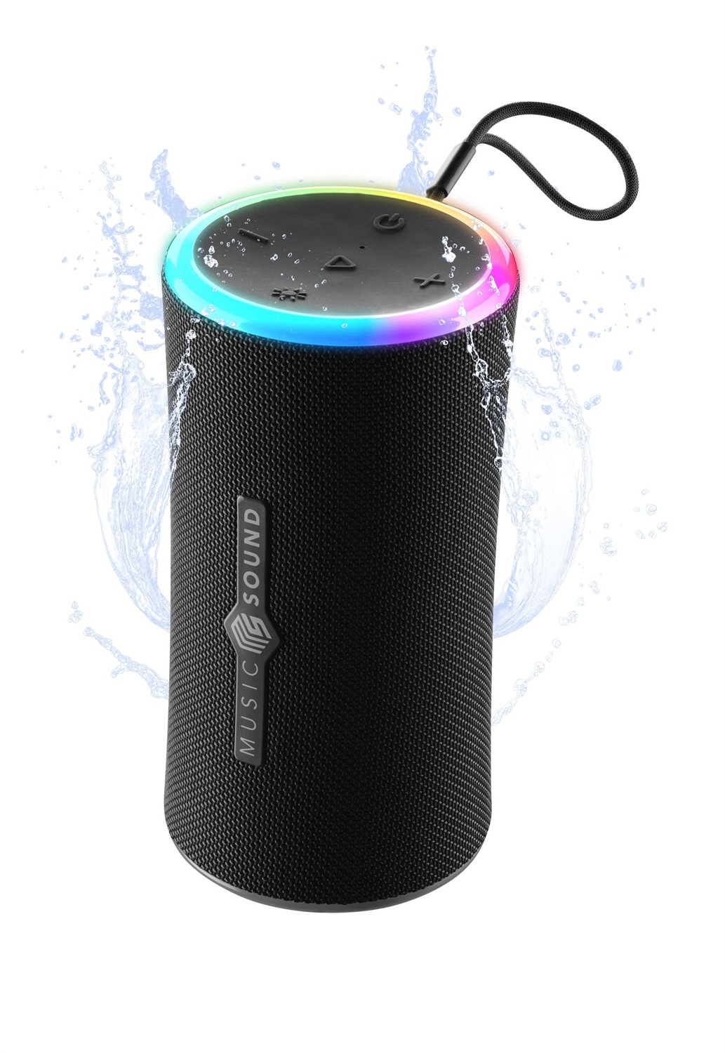Music Sound AURA 20W - Cassa Bluetooth Portatile Nero con Certificazione IPX6 e Luci RGB