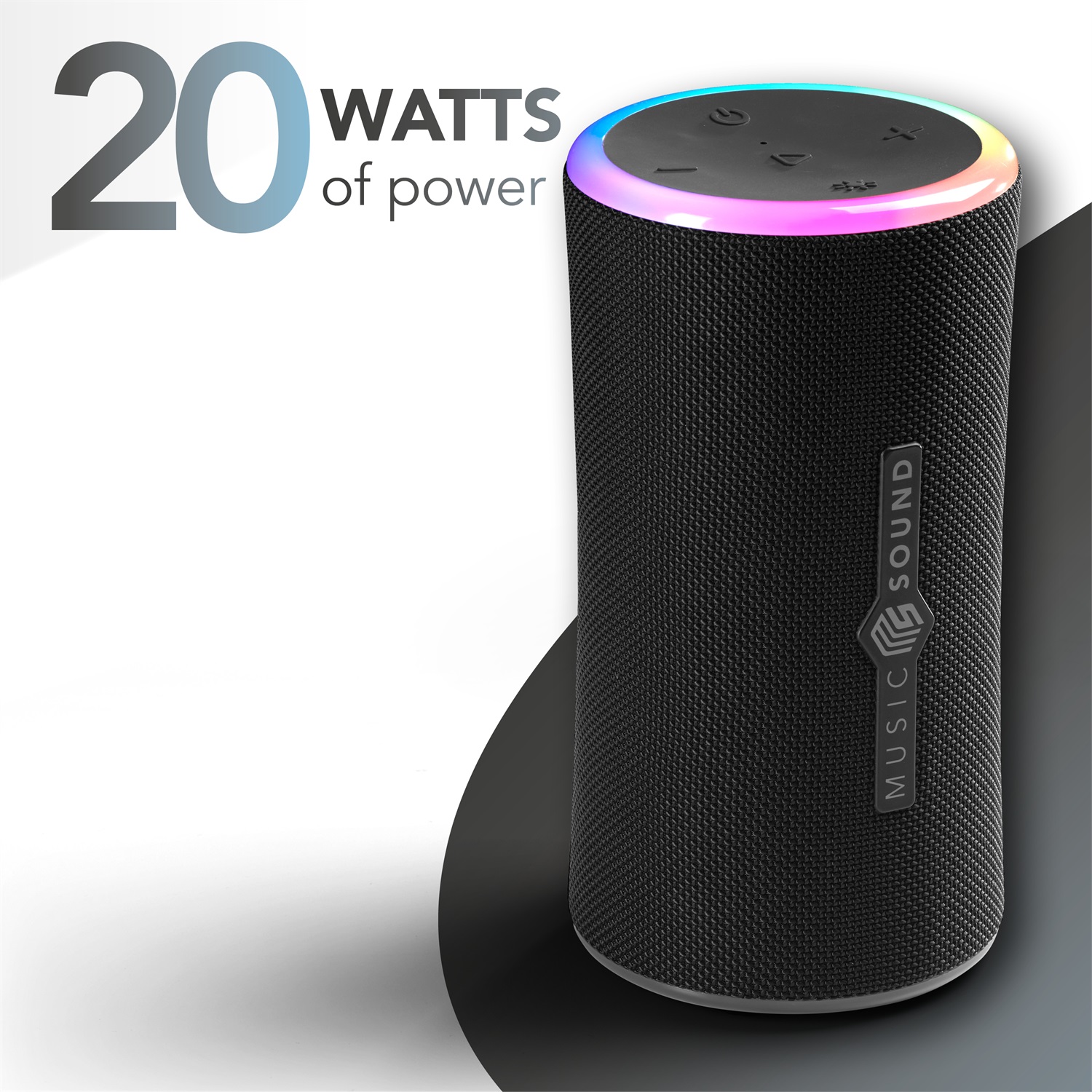 Music Sound AURA 20W - Cassa Bluetooth Portatile Nero con Certificazione IPX6 e Luci RGB