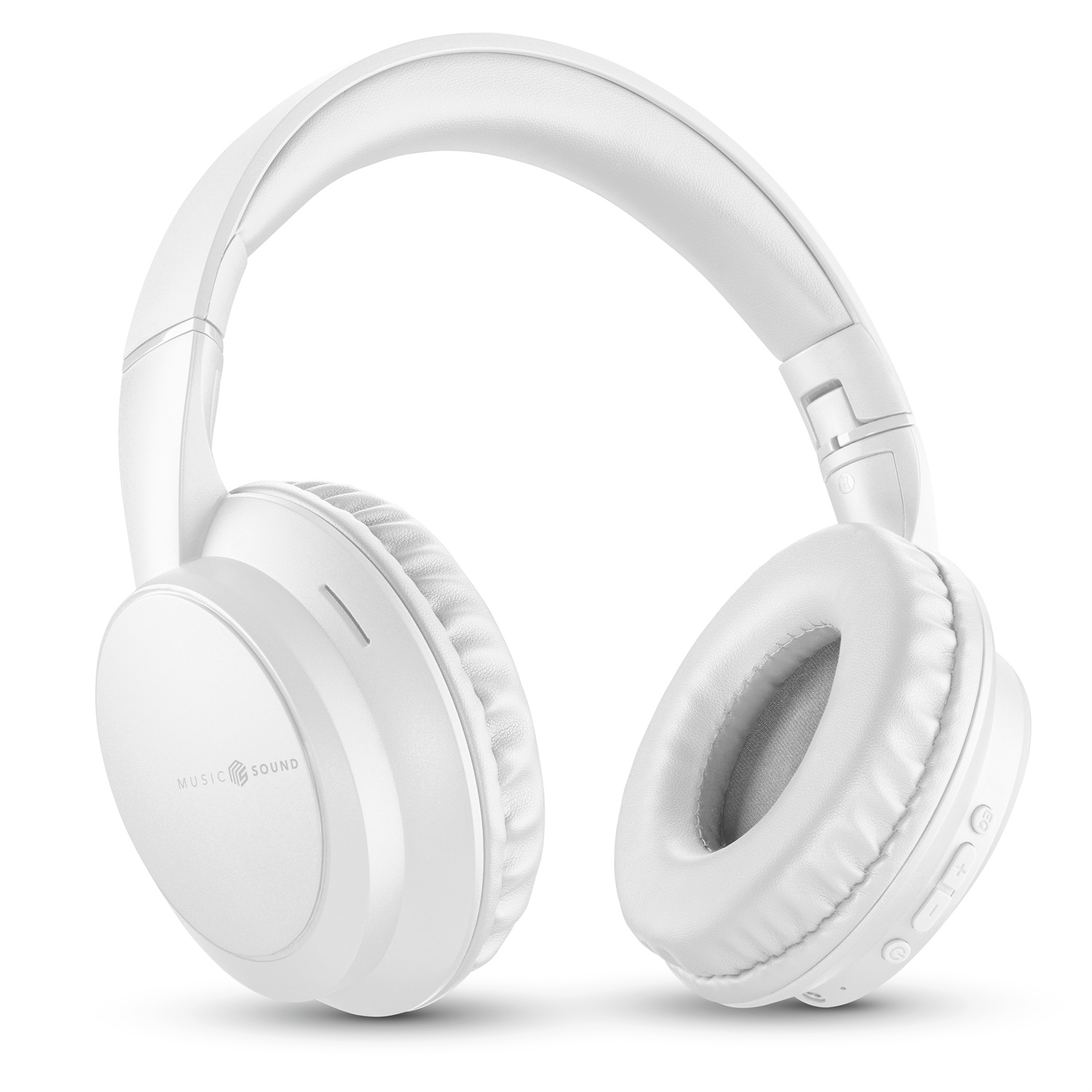 Music Sound BOOST Cuffia Wireless Around-Ear Pieghevole con Microfono, 3 Modalità EQ e Autonomia fino a 8 Ore, Bianco